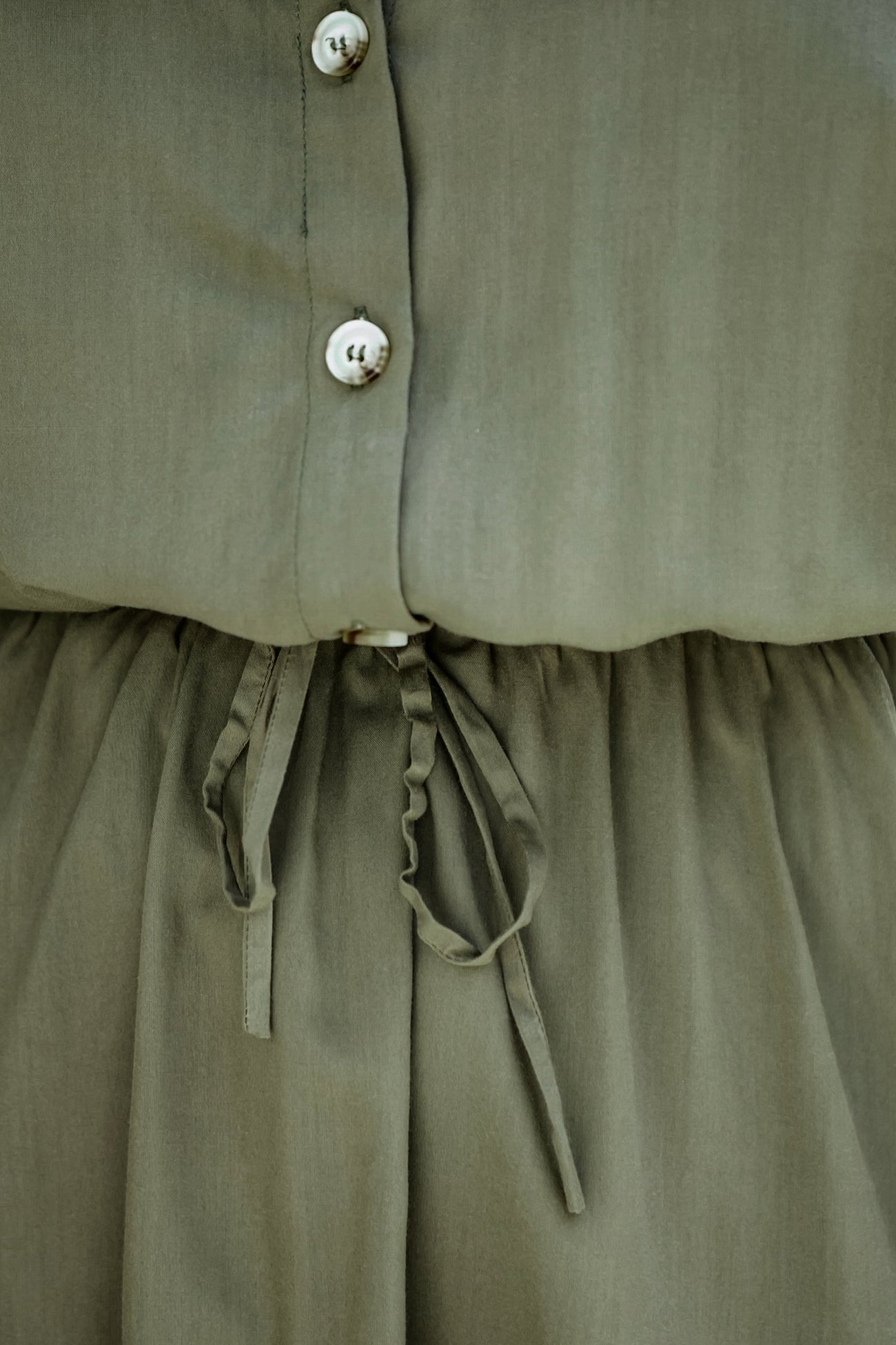 Drawstring Waist Button-Front Shirt Dress