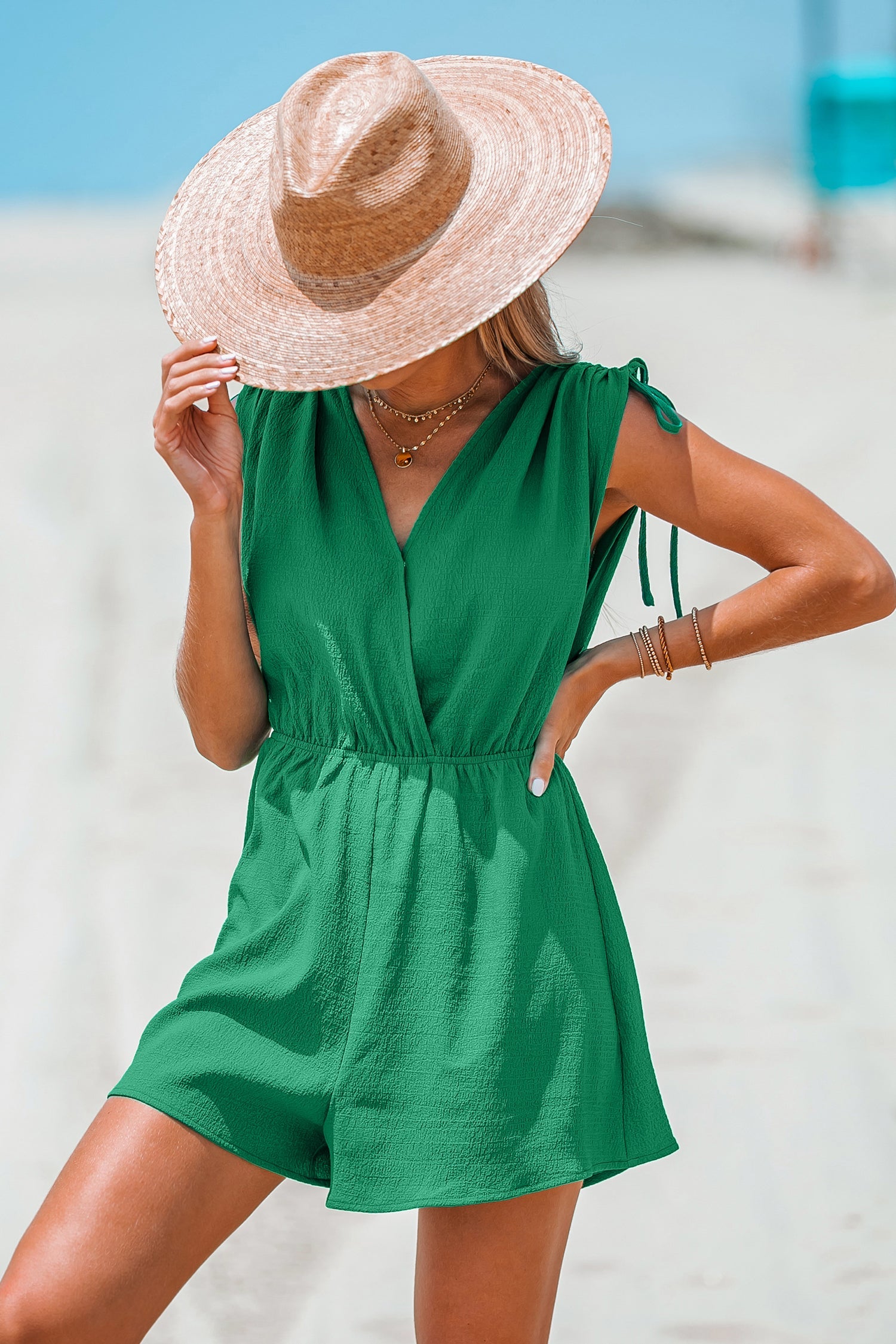 Ruched Tie Back Romper