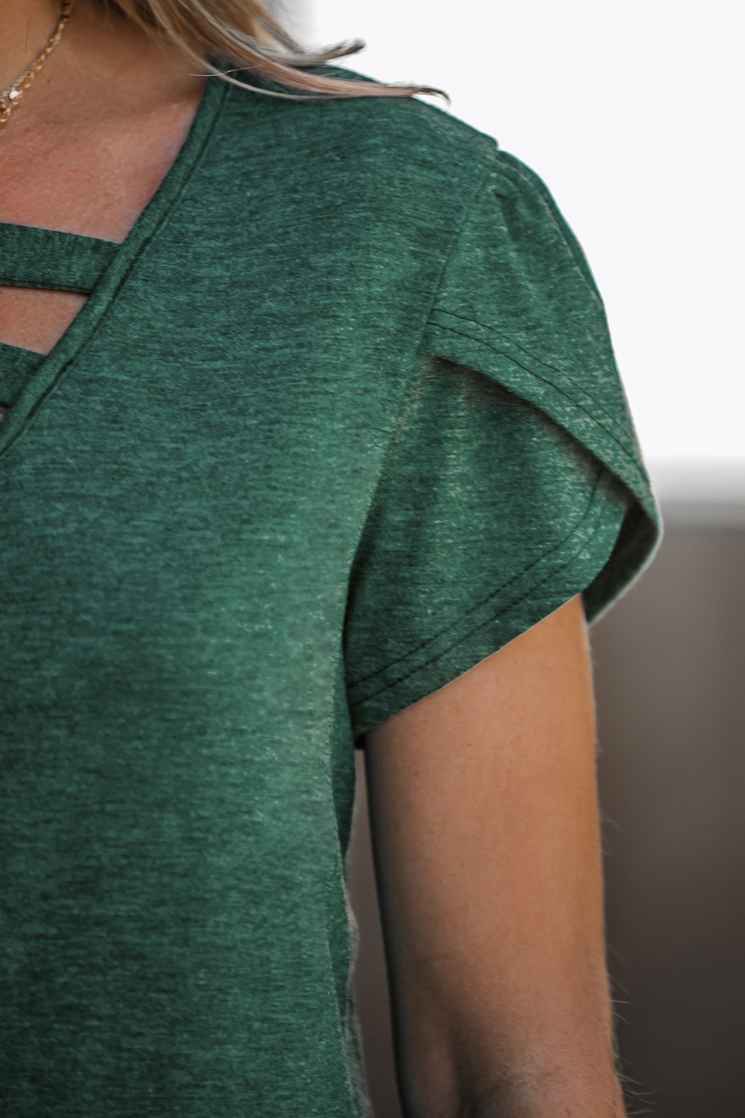 Ruched Asymmetrical Collar Tee