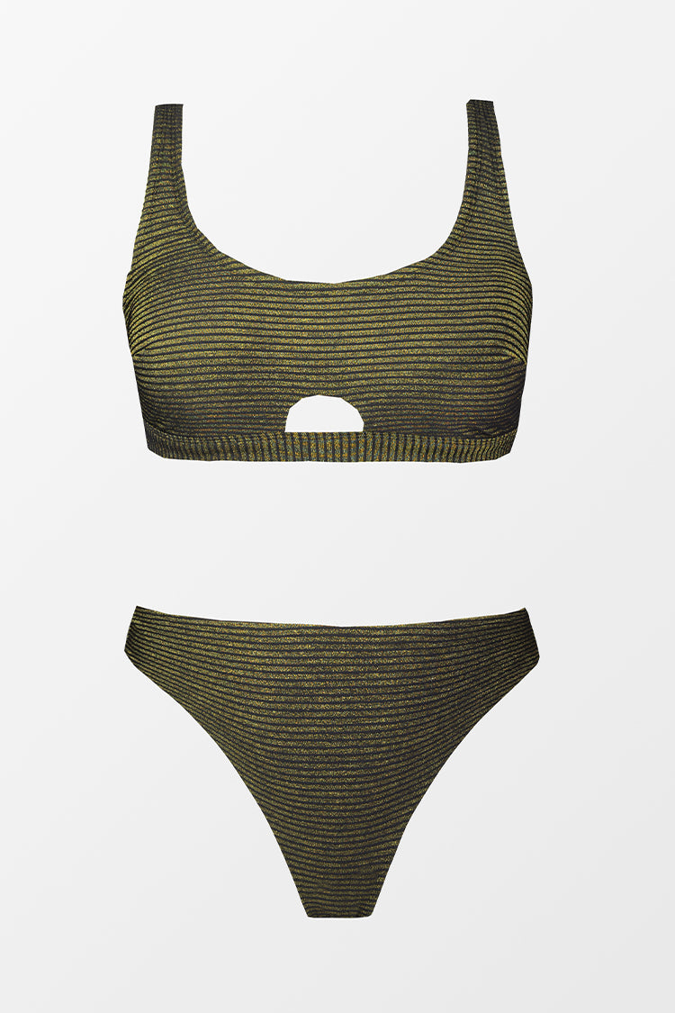Ribbed Keyhole Bralette & High Waist Plus Size Bikini Set