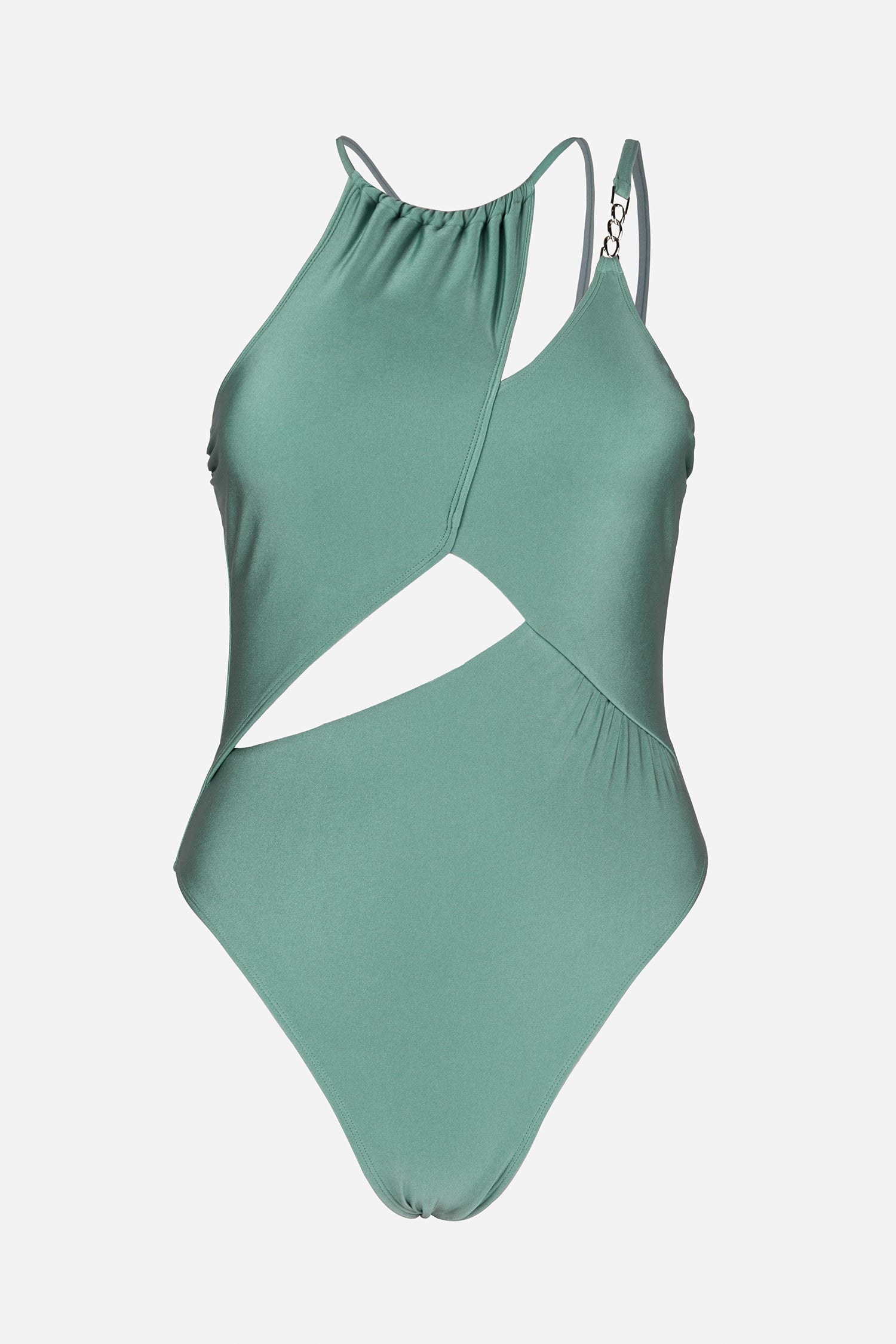 Italian Voyage Asymmetrical Cutout Chain One Piece Swimsuit