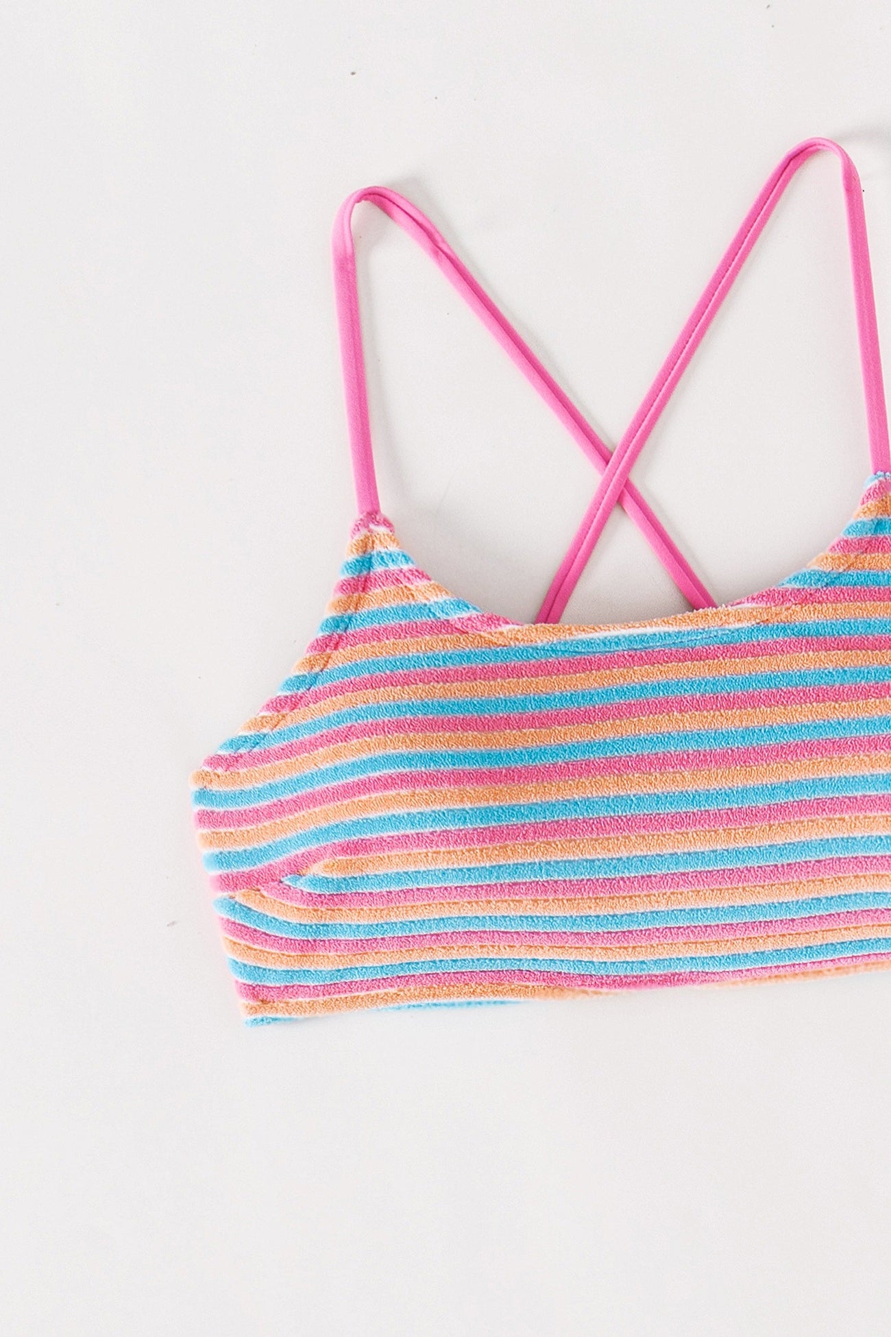 Multicolored Striped Scoop Top & Cheeky Bikini Set