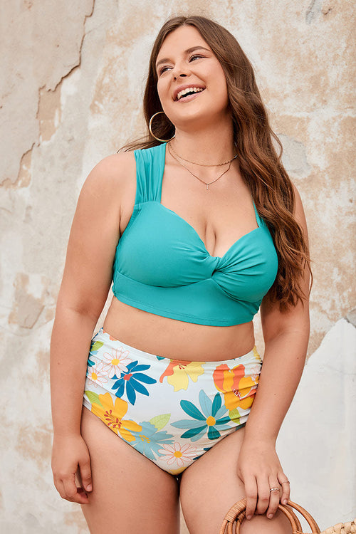 Arizona Road Trip Twist Front Longline Midkini & Side Shirred High Waist Set