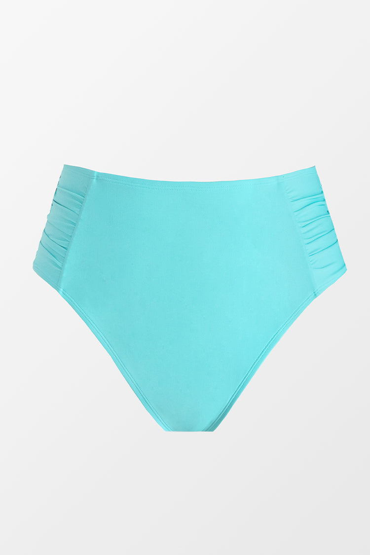 Luminescent Shirred High Waist Plus Size Bikini Bottoms