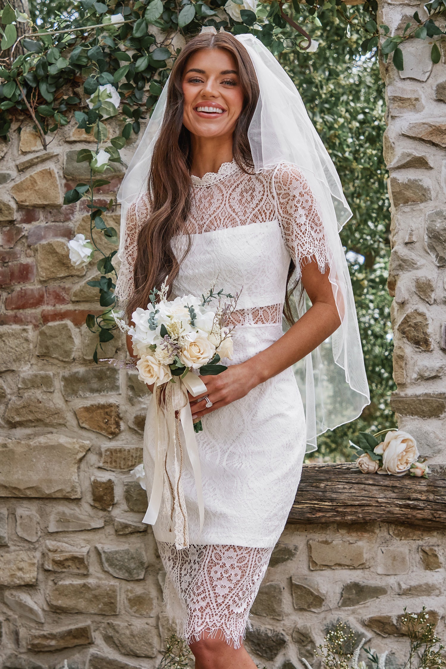 X Madison Love Scalloped Lace Midi Dress