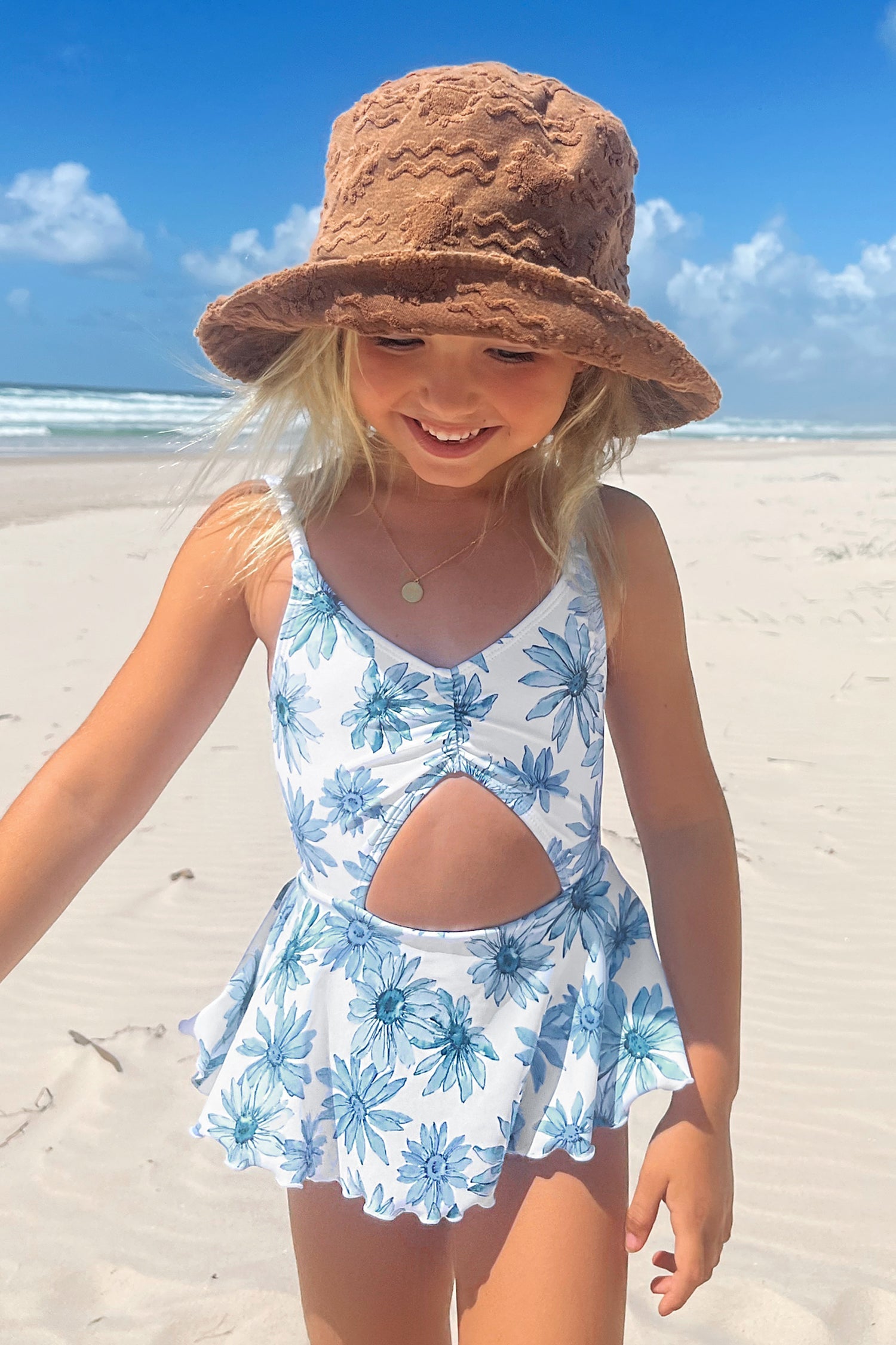 Girls Daisy Days Merrow Edge Cutout Swim Dress