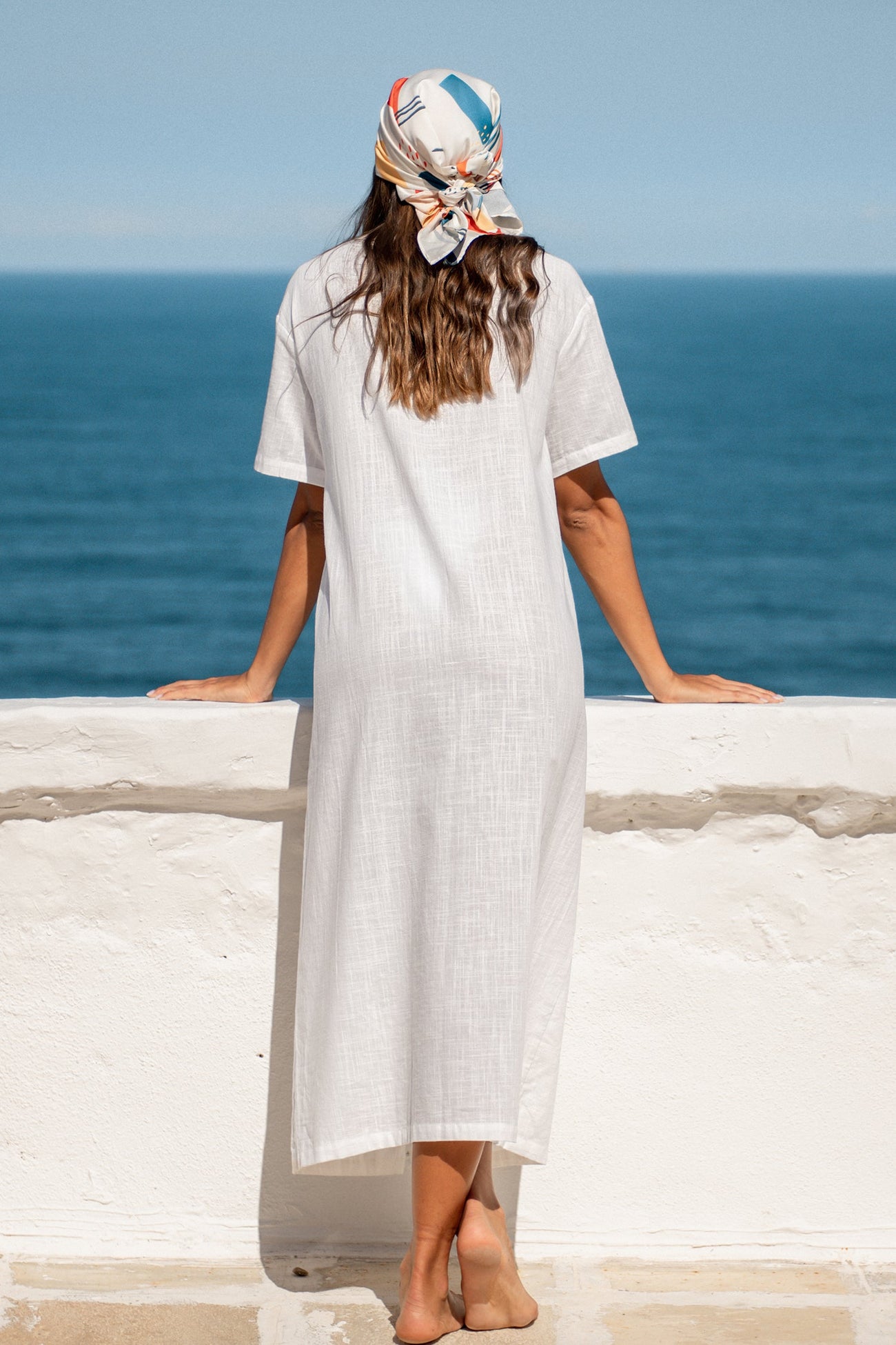 Embroidered V-Neck Slit Maxi Cover-Up Dress