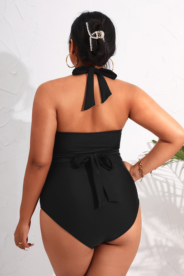 Seaside Holiday Twist Front Plus Size One Piece Swimsuit