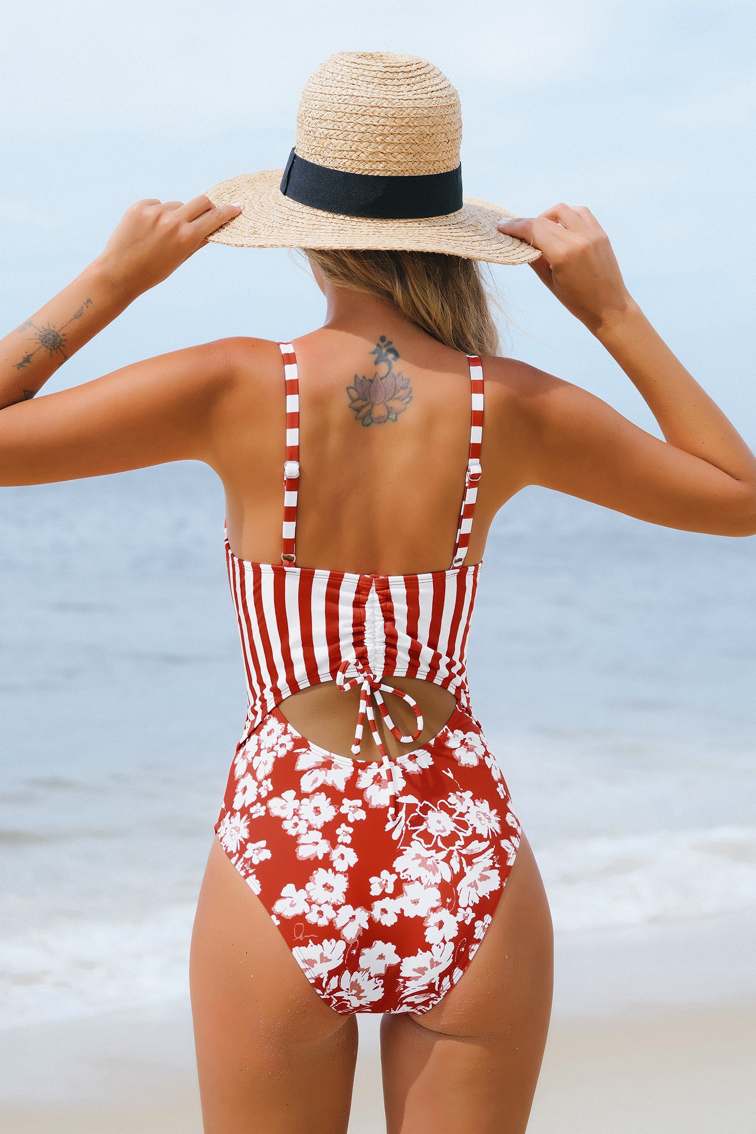 Silhouette Bloom Ruched Drawstring One Piece Swimsuit