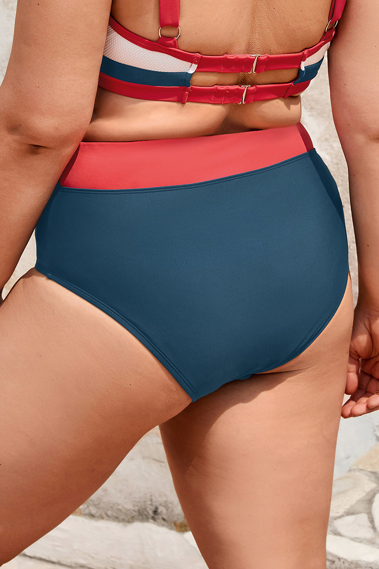 4th of July Sea to Shining Sea Banded High Waist Plus Size Bikini Bottoms