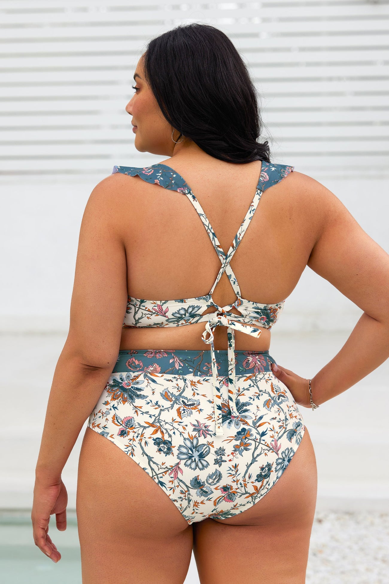 Tranquility Seaweed Lace-Back Top & Tie Sash Plus Size Bikini Set