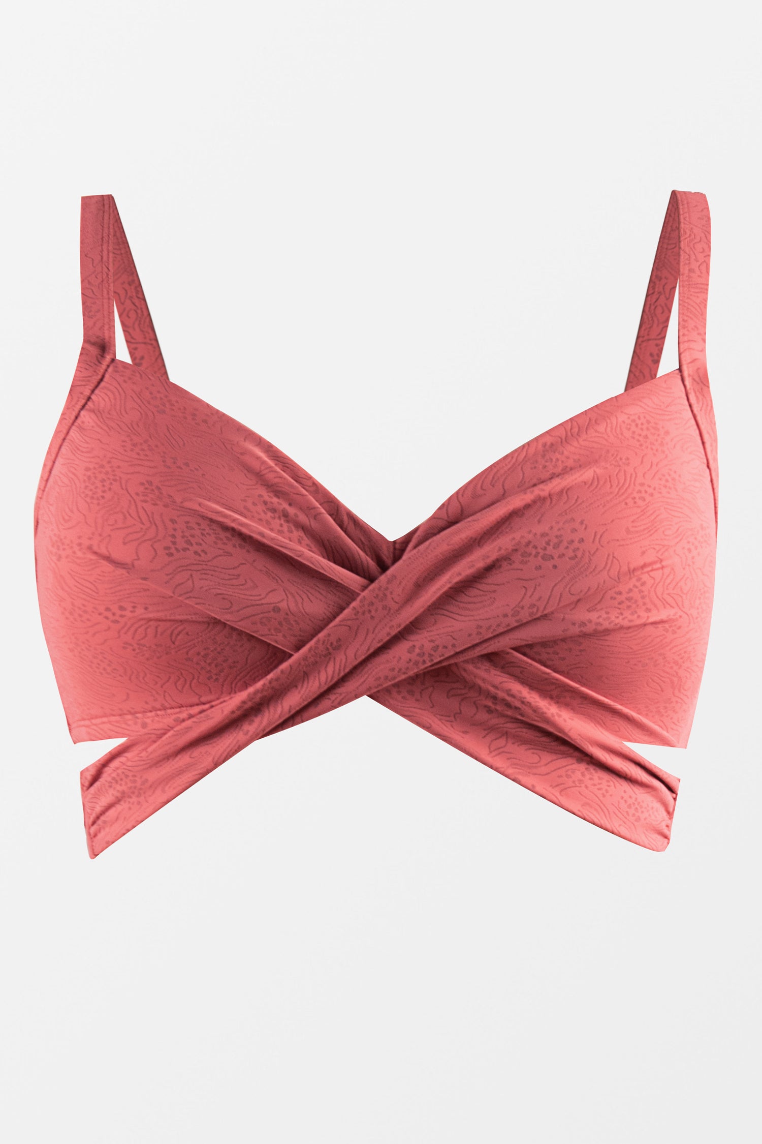 Abstract Texture Wrap Front Plus Size Bikini Top