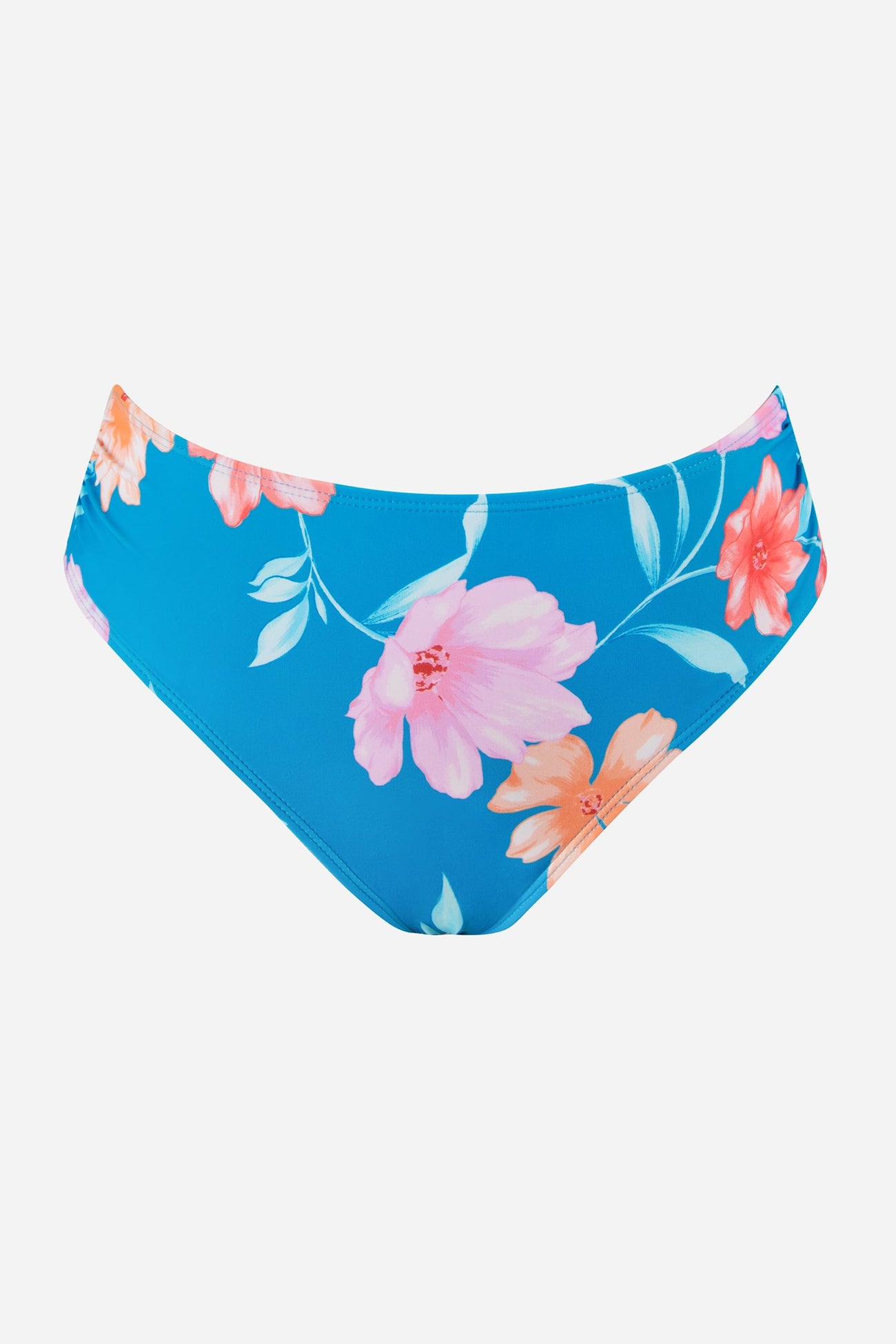 Faded Mykonos Shirred Mid Rise Bikini Bottoms
