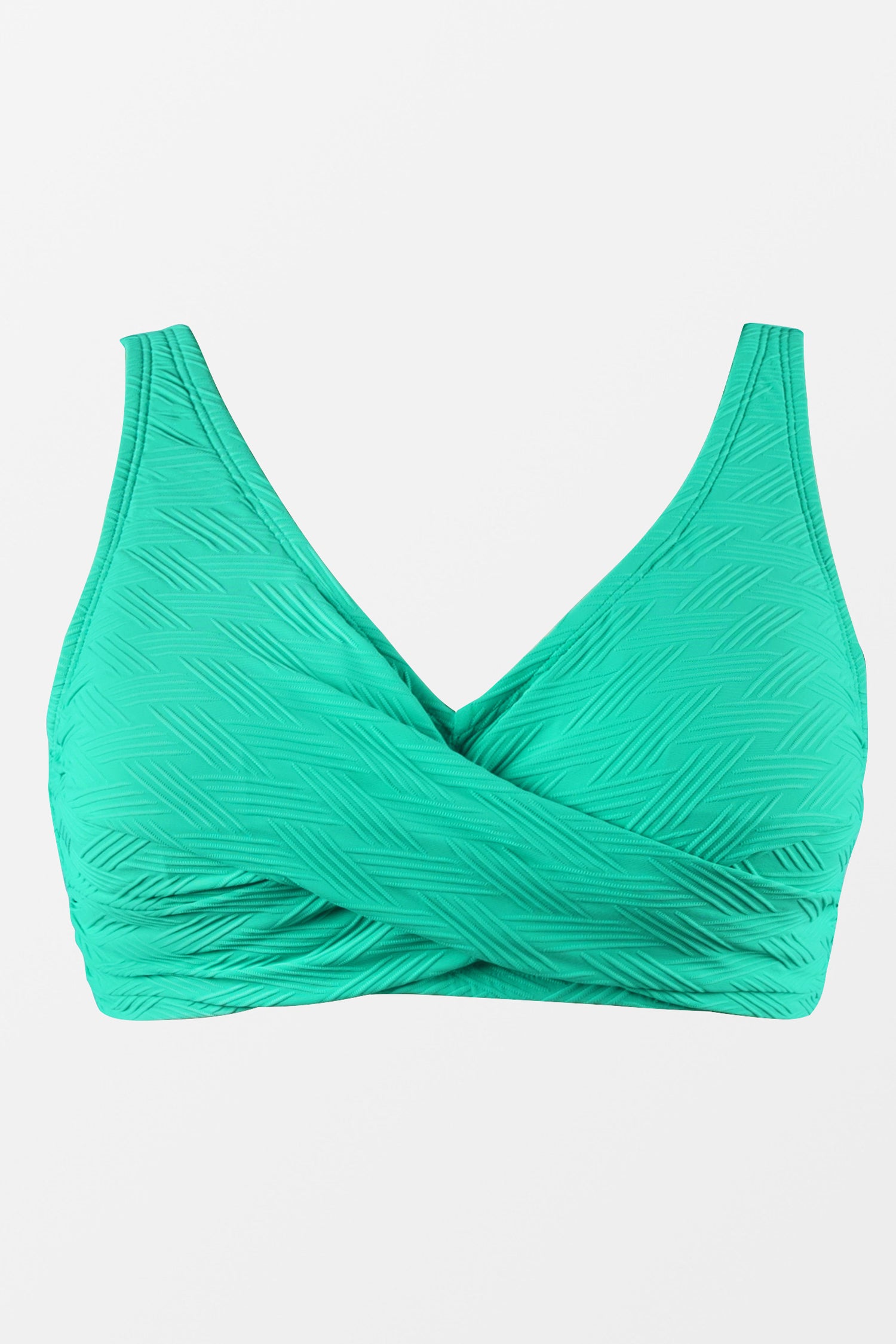 Cross Rib Wrap Front Plus Size Bikini Top