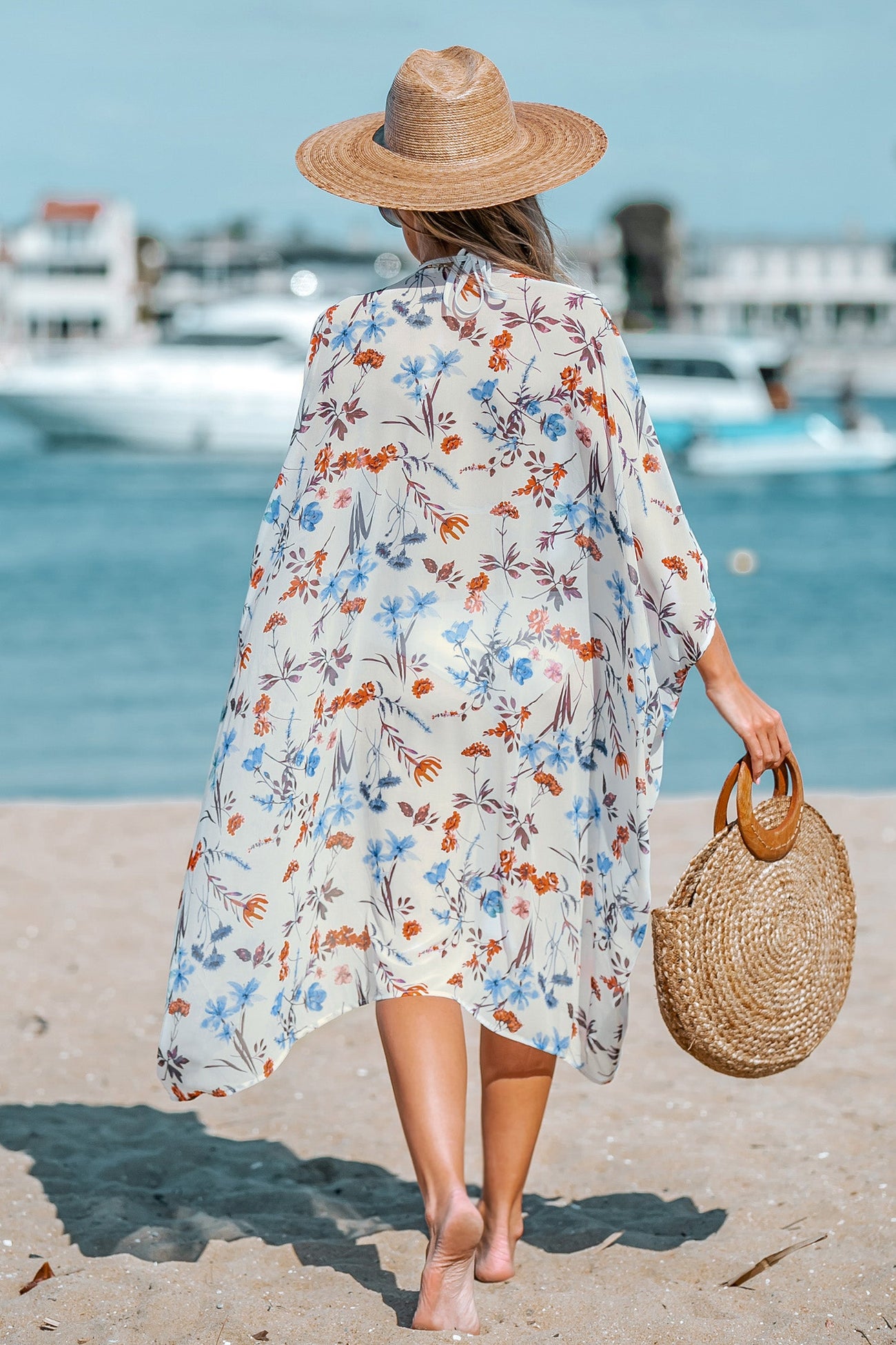 Tiki Bar Floral Print Cover-Up Kimono