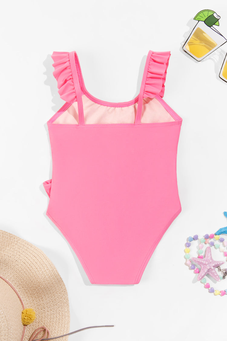 Girls Summer Dreaming High Neck Belted One Piece Swimsuit
