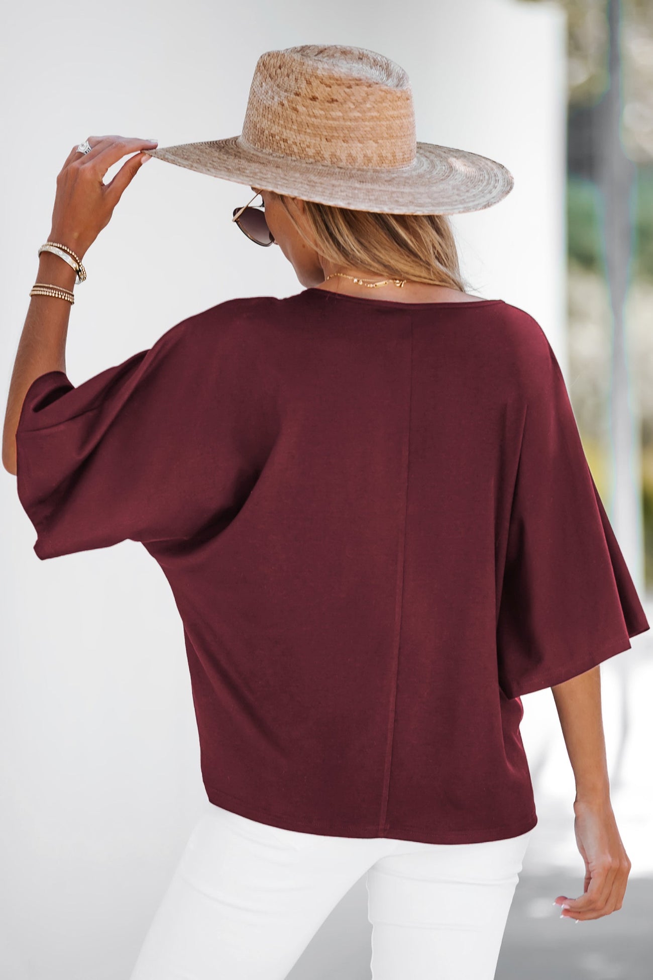Tie Front Dolman Sleeve Top