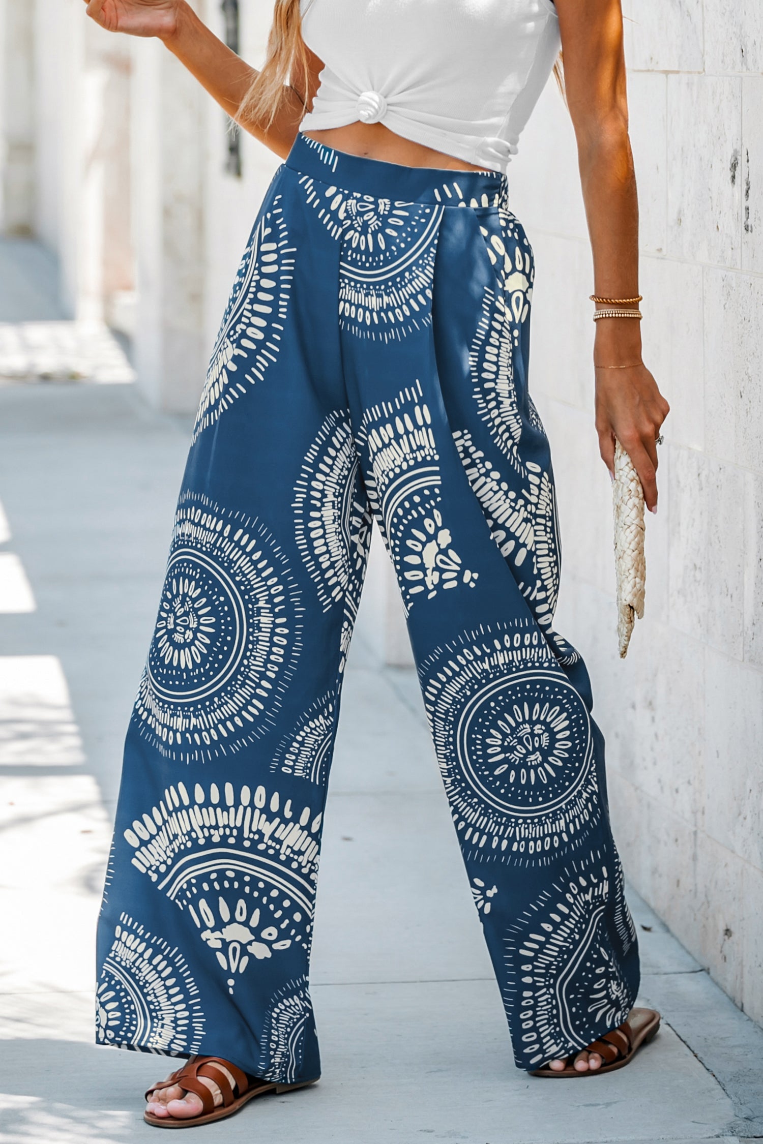 Ornate Print High Waist Pants
