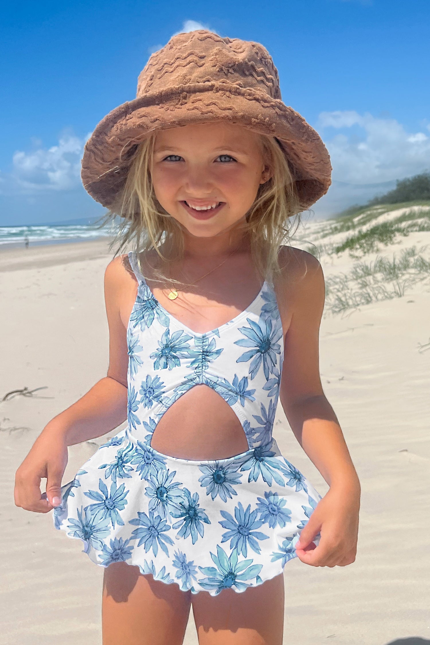 Girls Daisy Days Merrow Edge Cutout Swim Dress