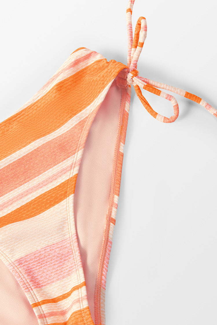Happy Stripe Tunneled Cutout Bralette And Hipster Set