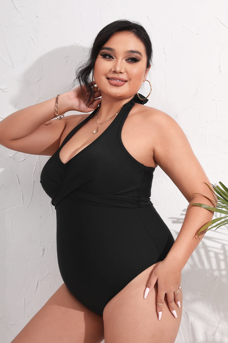 Seaside Holiday Twist Front Plus Size One Piece Swimsuit