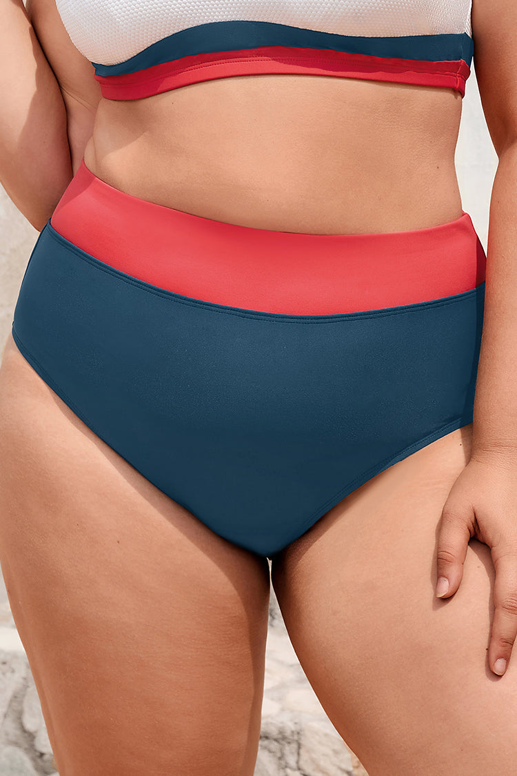 4th of July Sea to Shining Sea Banded High Waist Plus Size Bikini Bottoms