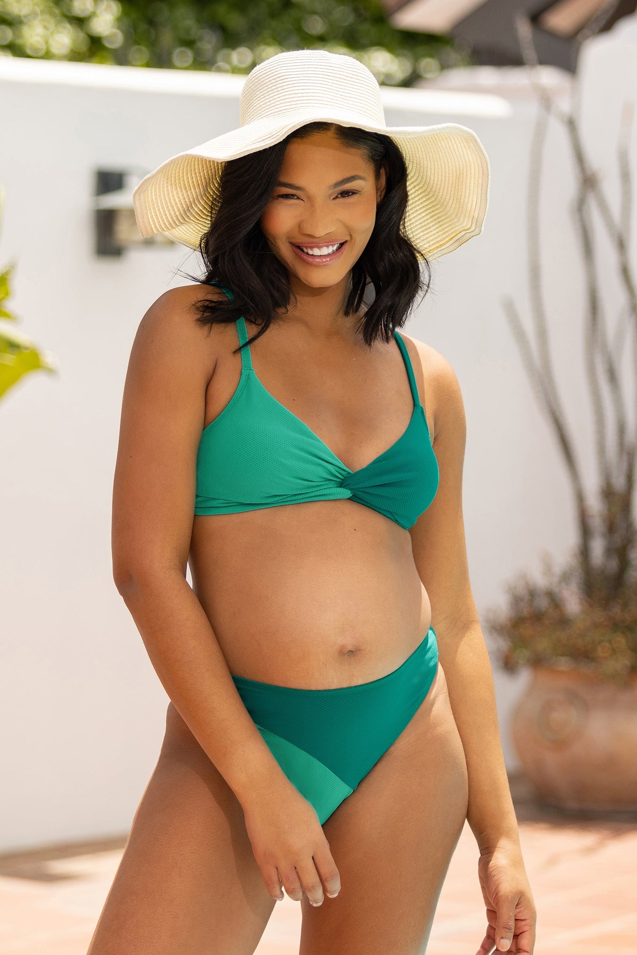 Salty Reef Texture Twist Bralette & Cheeky Hipster Bikini Set