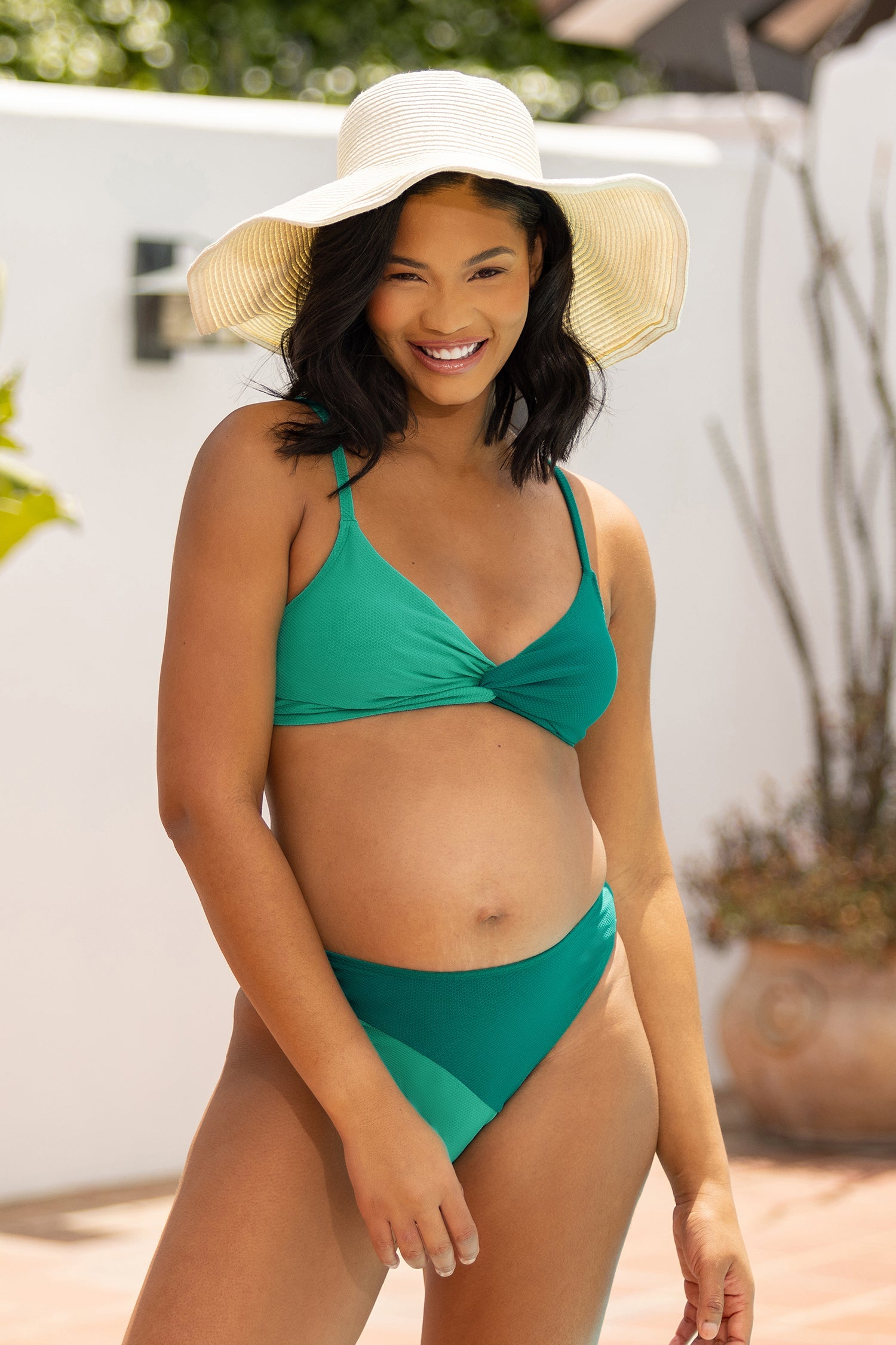 Salty Reef Texture Twist Bralette & Cheeky Hipster Bikini Set