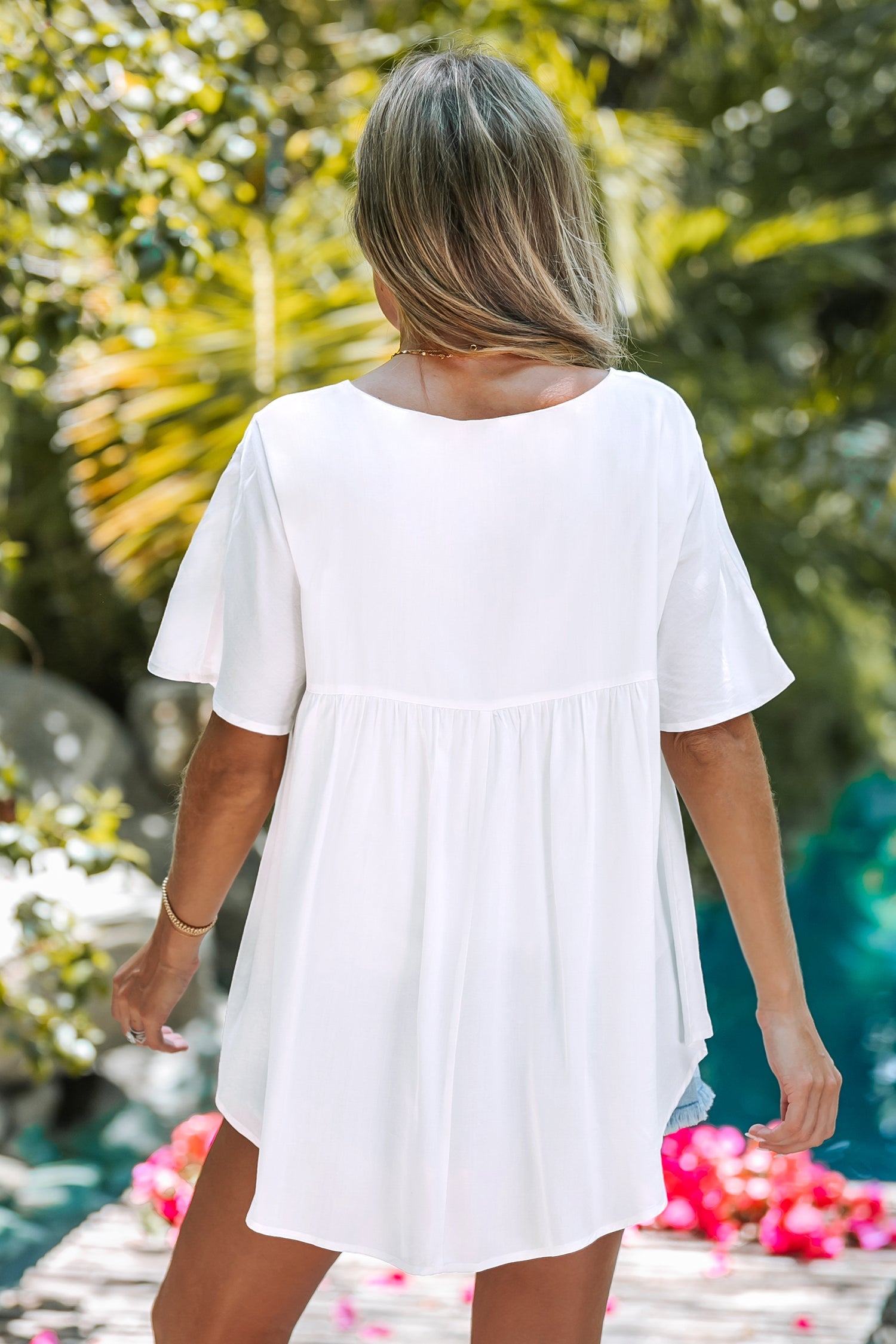 Floral Embroidery V-Neck Top