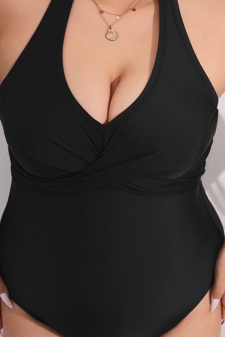 Seaside Holiday Twist Front Plus Size One Piece Swimsuit