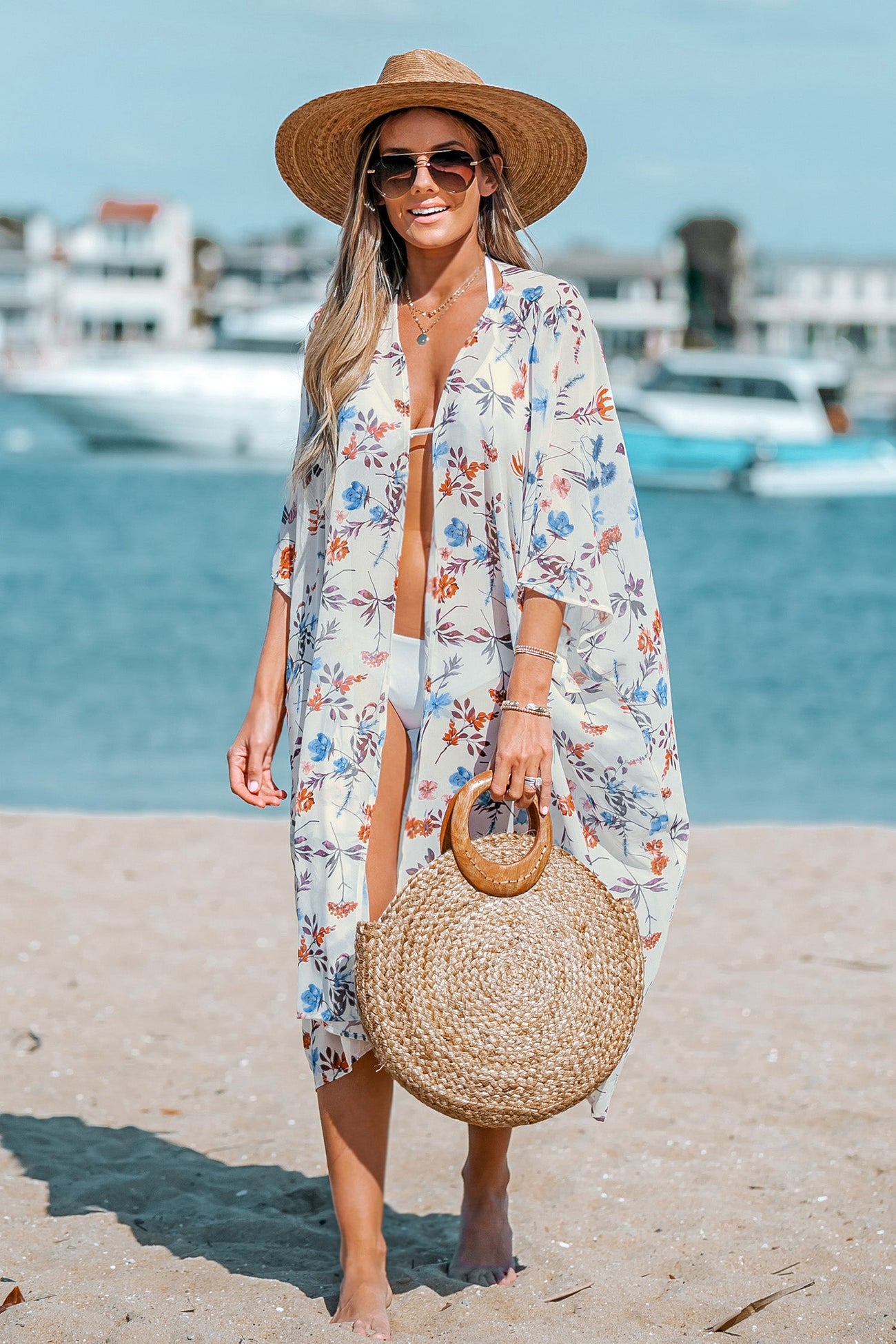 Tiki Bar Floral Print Cover-Up Kimono