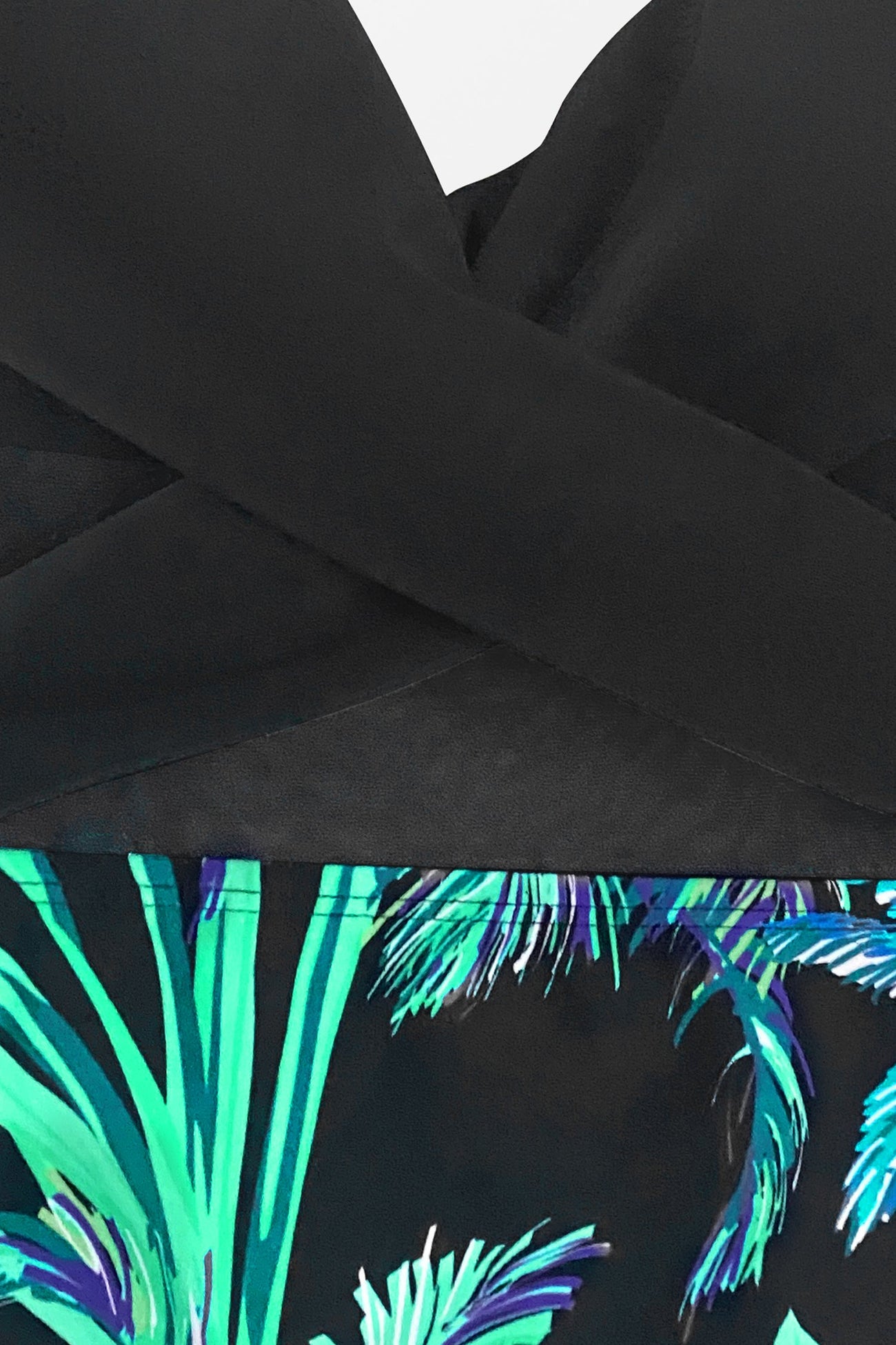 Dark Rainforest Wrap Front Mesh Cutout One Piece Swimsuit