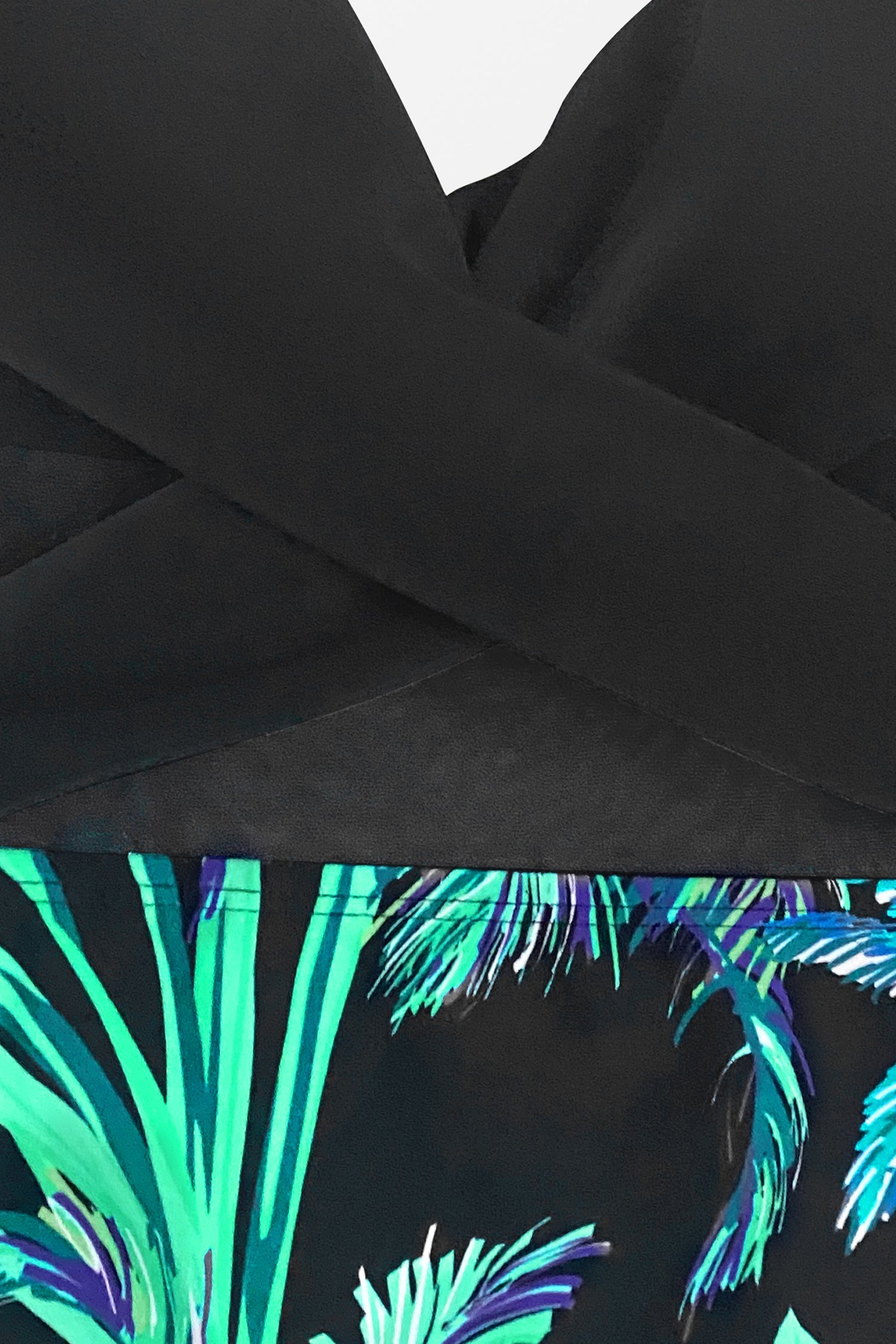 Dark Rainforest Wrap Front Mesh Cutout One Piece Swimsuit