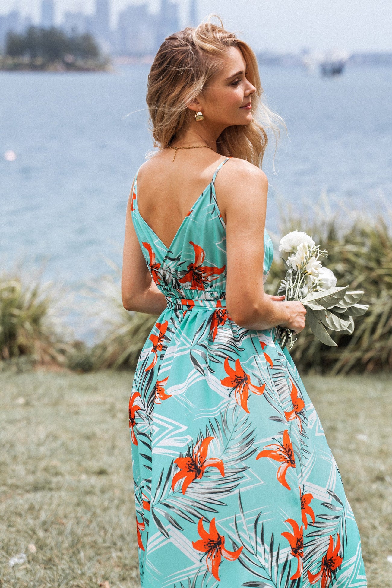 Whitney Belted Tropical Floral Print Dress