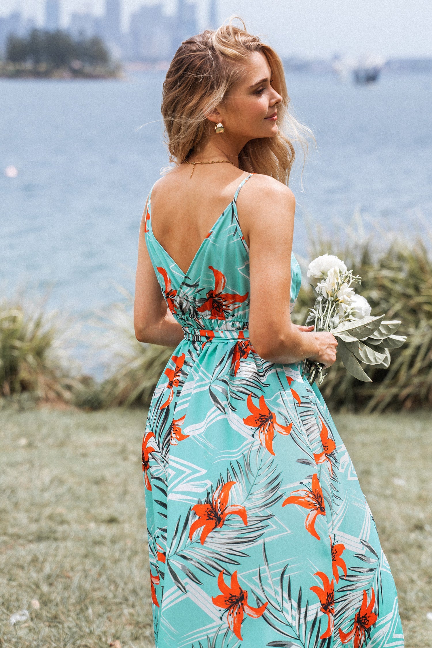 Whitney Belted Tropical Floral Print Dress
