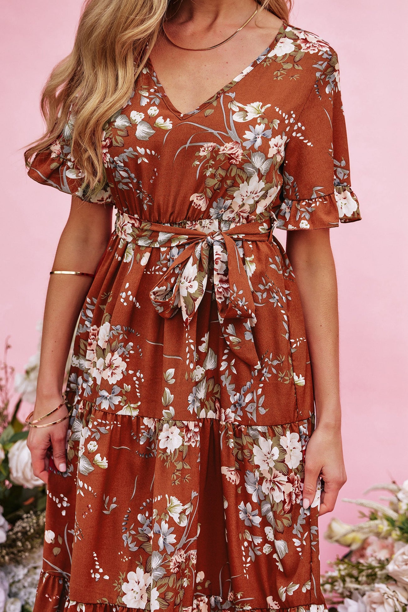 Devotion Belted Floral Print Dress