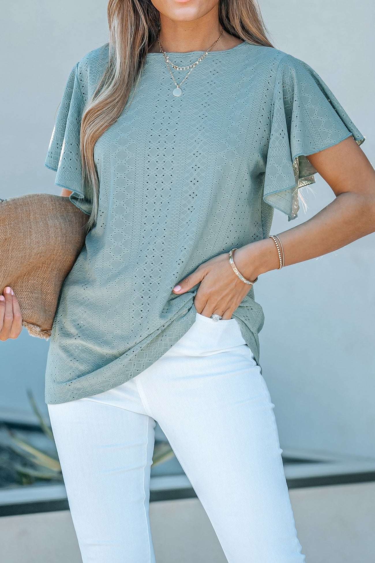 Moon Knight Eyelet Flounce Sleeve Tee
