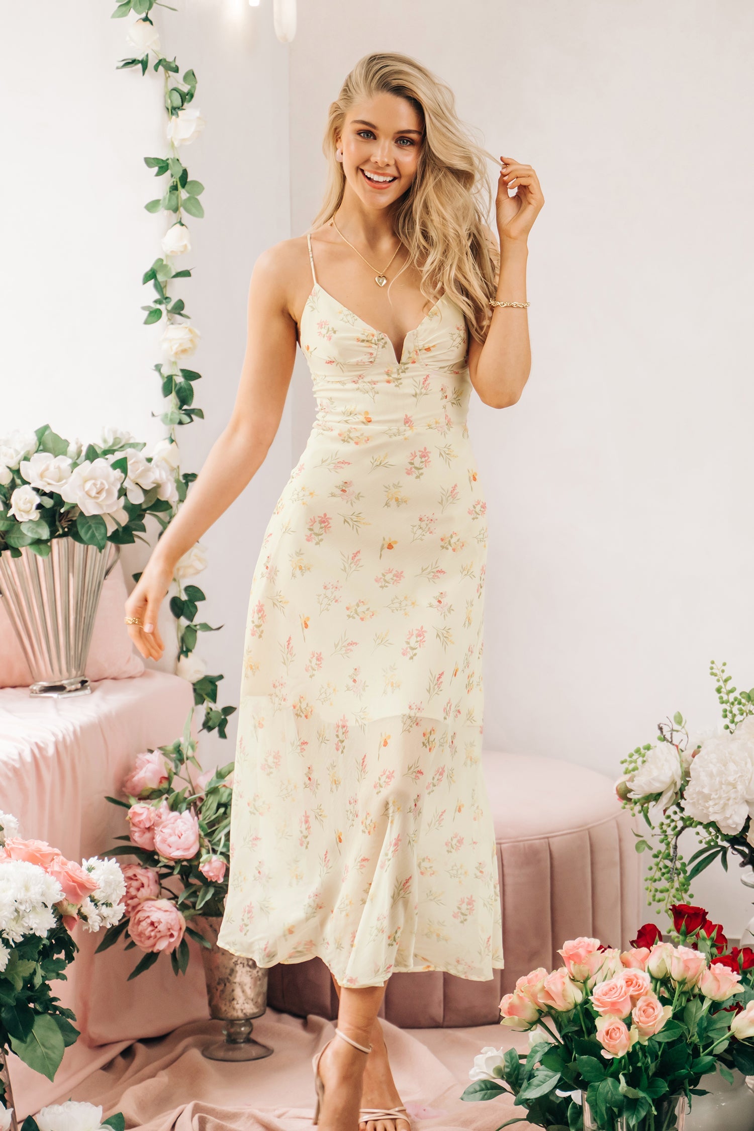 Cala Saona V-neck Floral Slip Maxi Dress