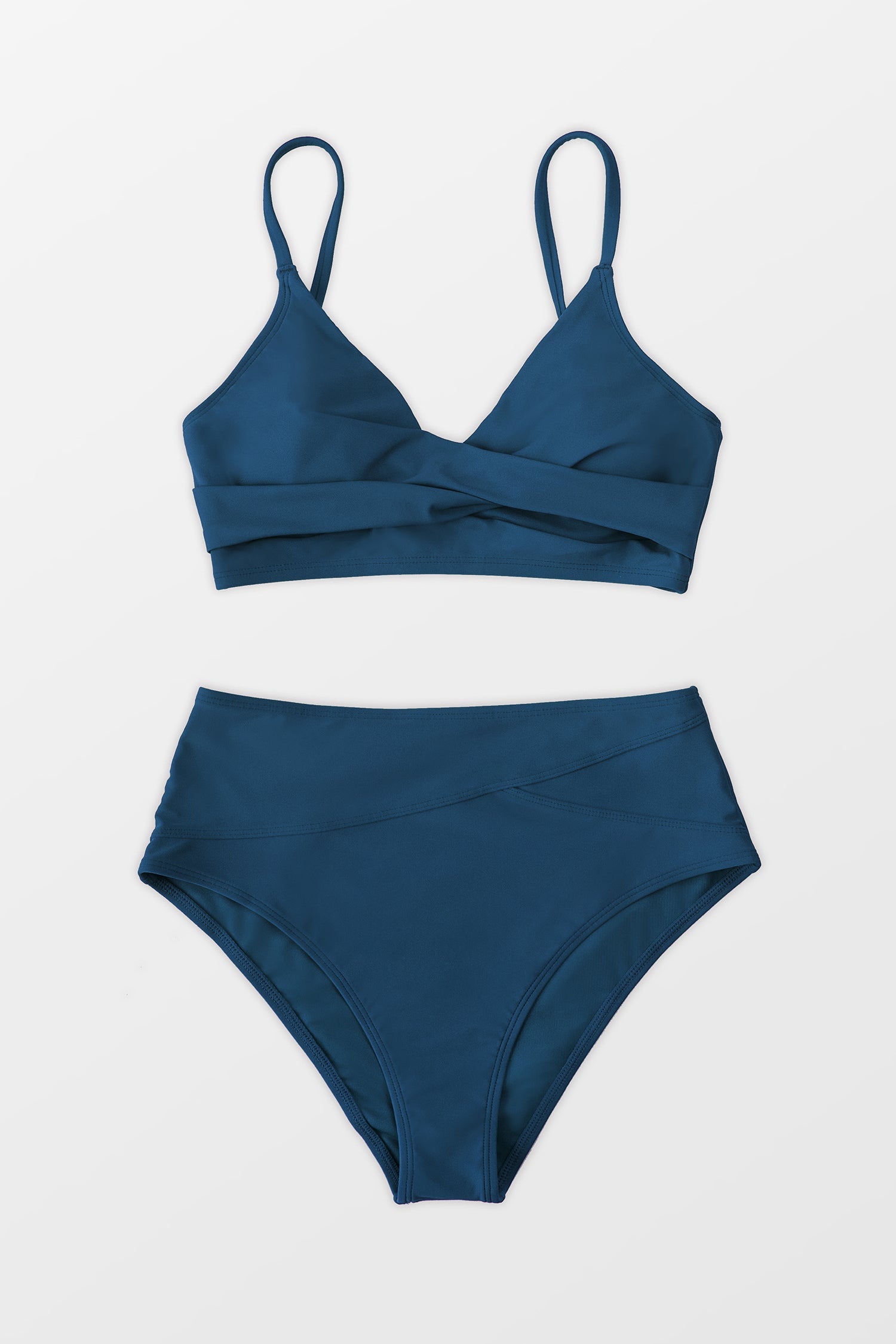 Marsala Nail Blue Twist High Waisted Bikini
