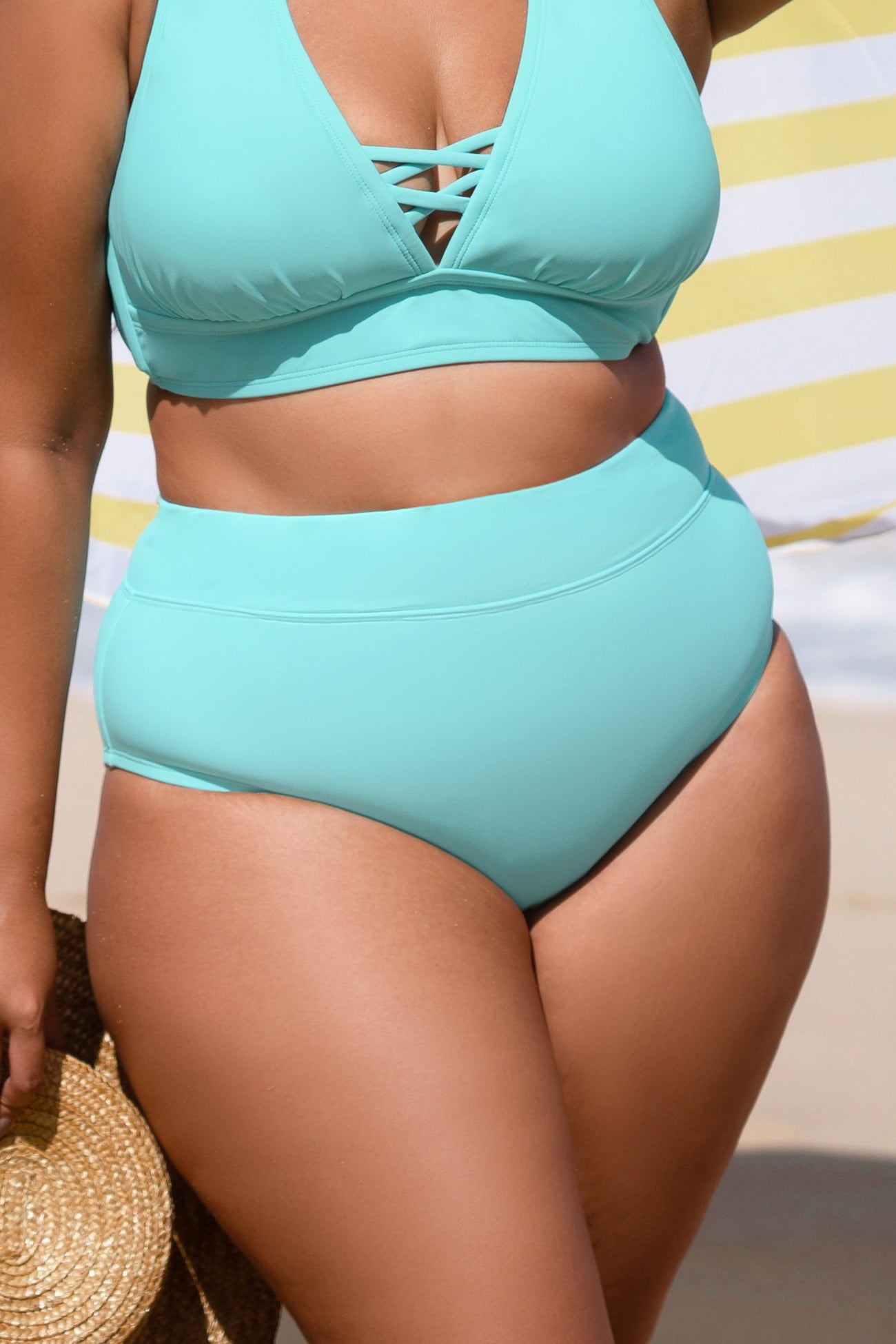 Aqua Splash High Waist Plus Size Bikini Bottoms
