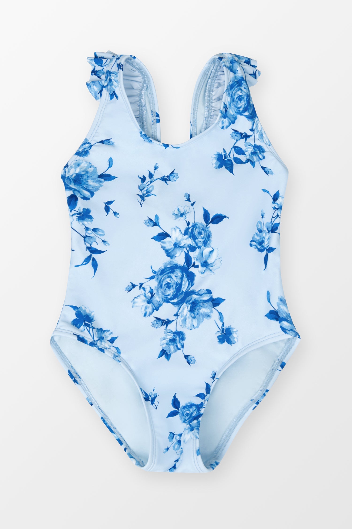 Girls Midnight Rose Ruffled Bow One Piece Swimsuit