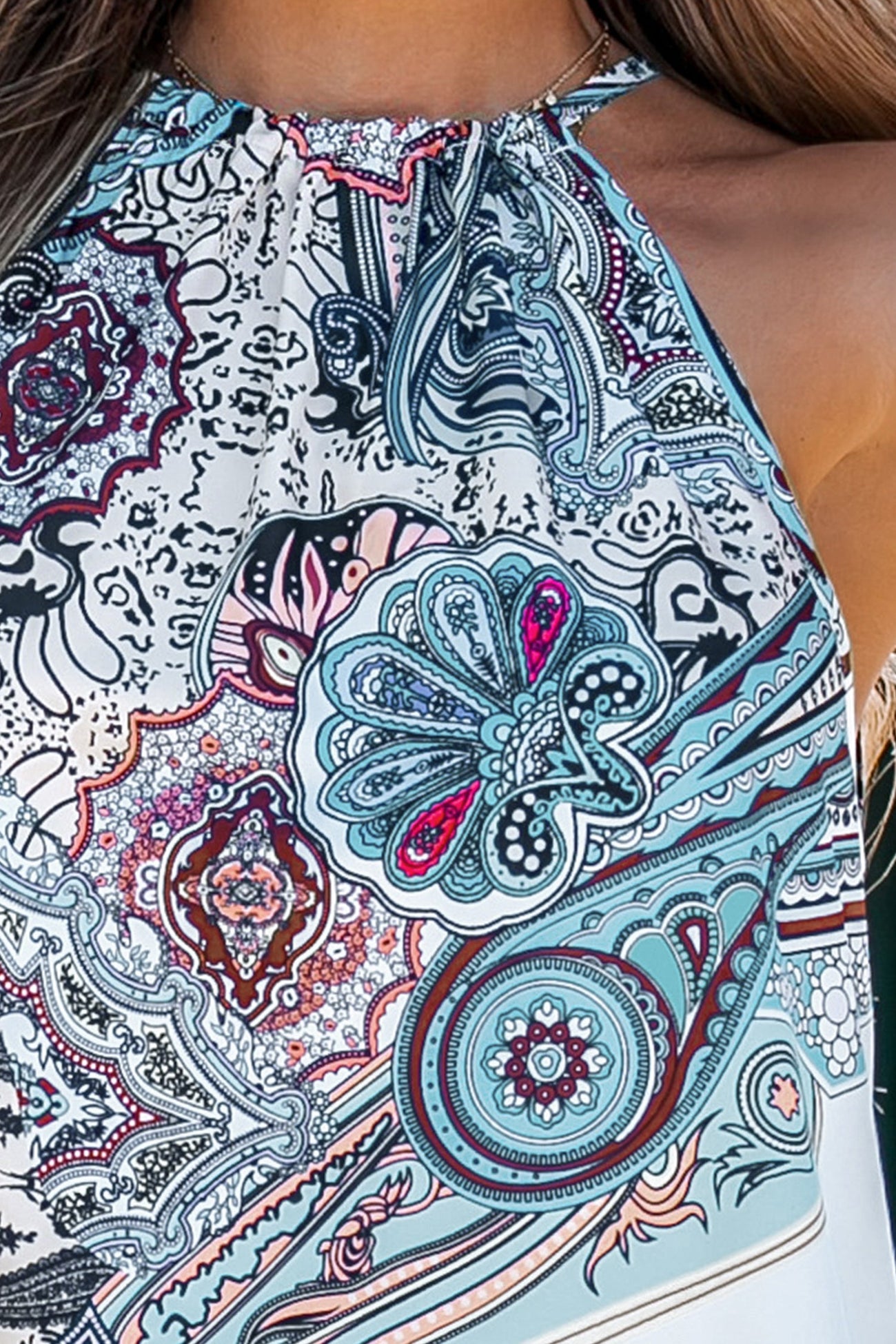 Paisley Print Halter Mini Dress