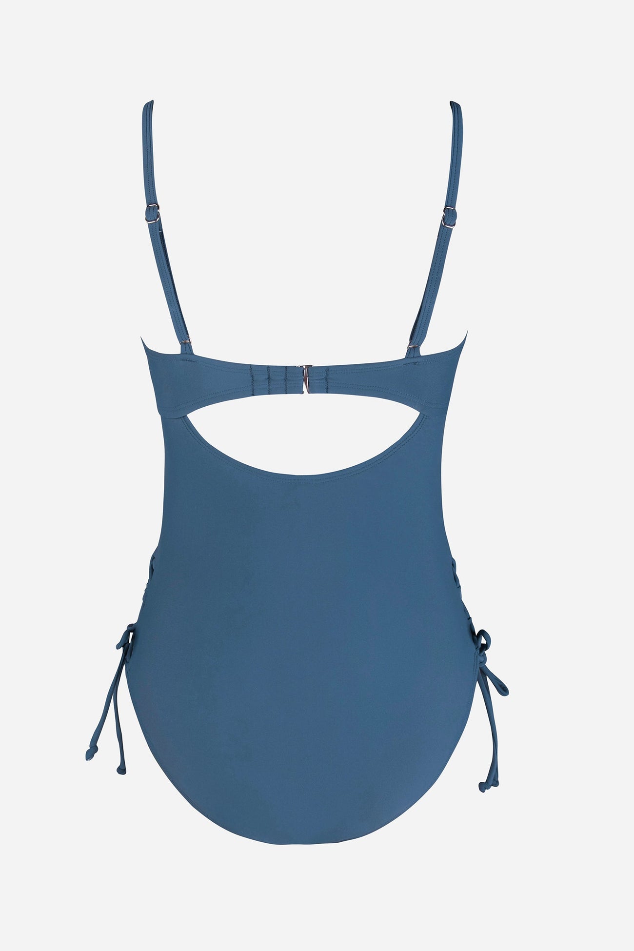 Midnight Blue Lace-Up Cutout One Piece Swimsuit