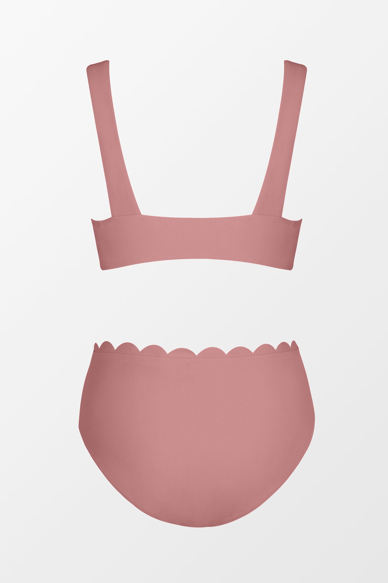 Bianca Dusty Pink Scalloped Bralette & Mid Rise Bikini Set