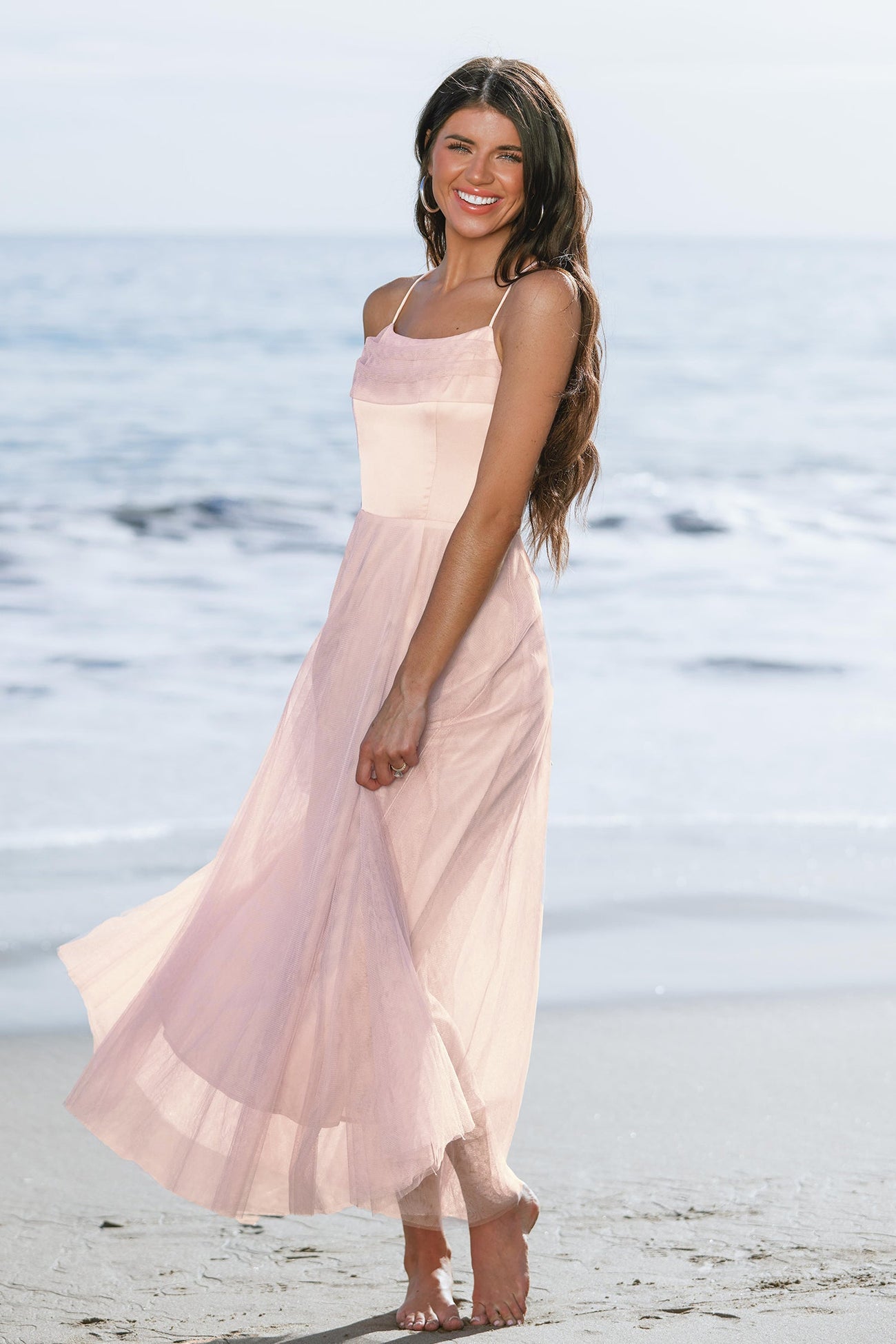 X Madison Beach Wedding Honeymoon Organza Tie Back Maxi Dress