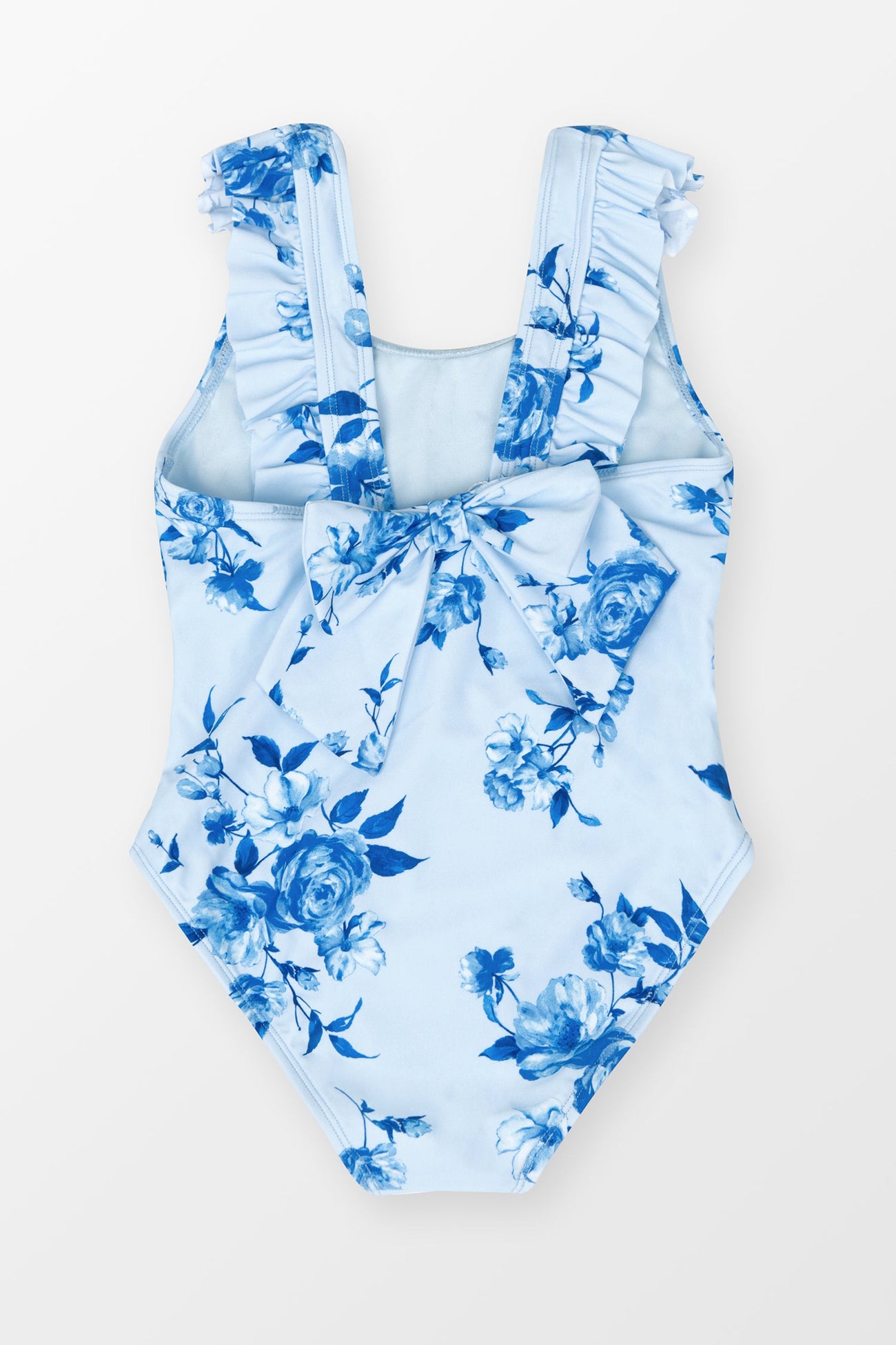 Girls Midnight Rose Ruffled Bow One Piece Swimsuit