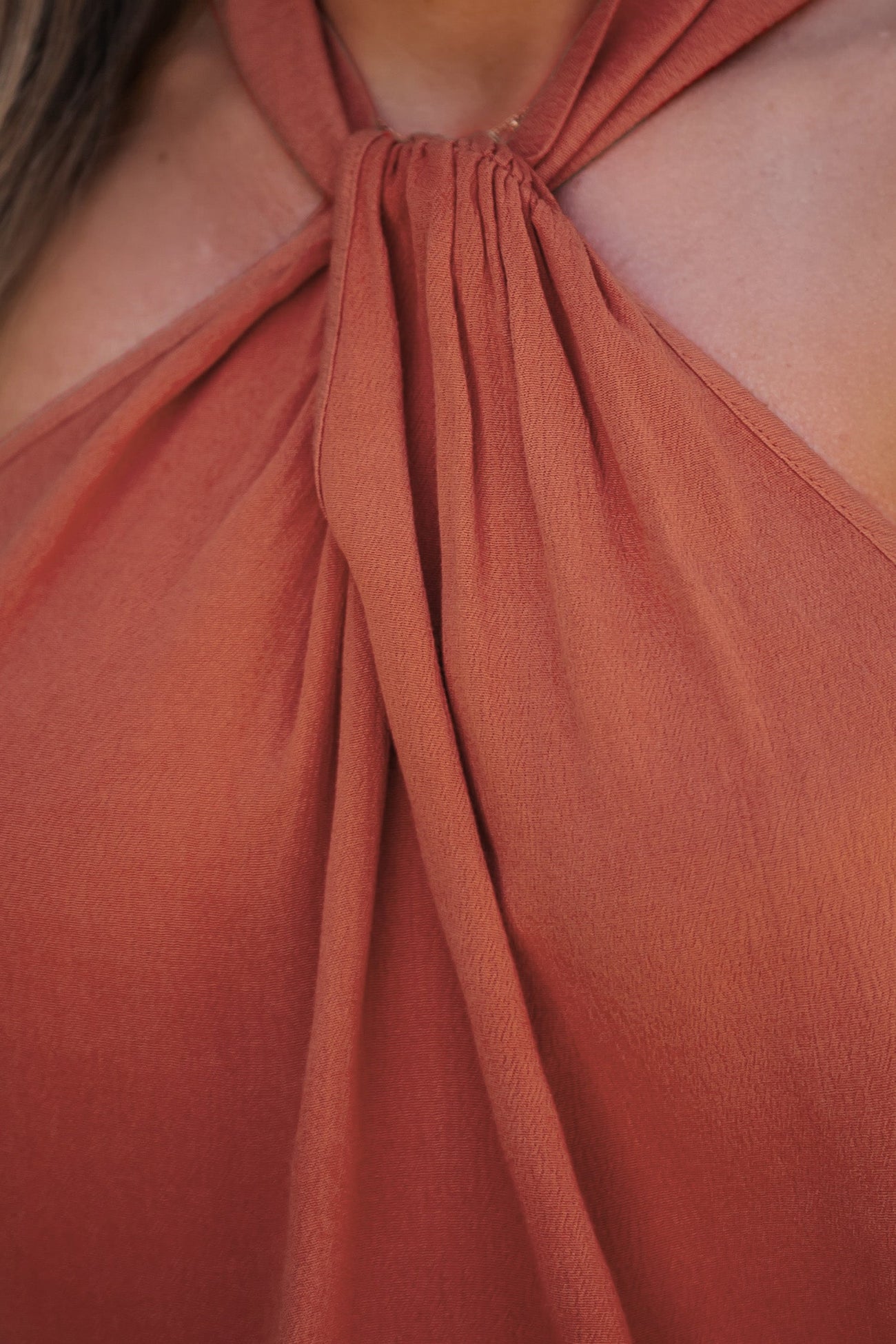Ruched Twisted Halter Top