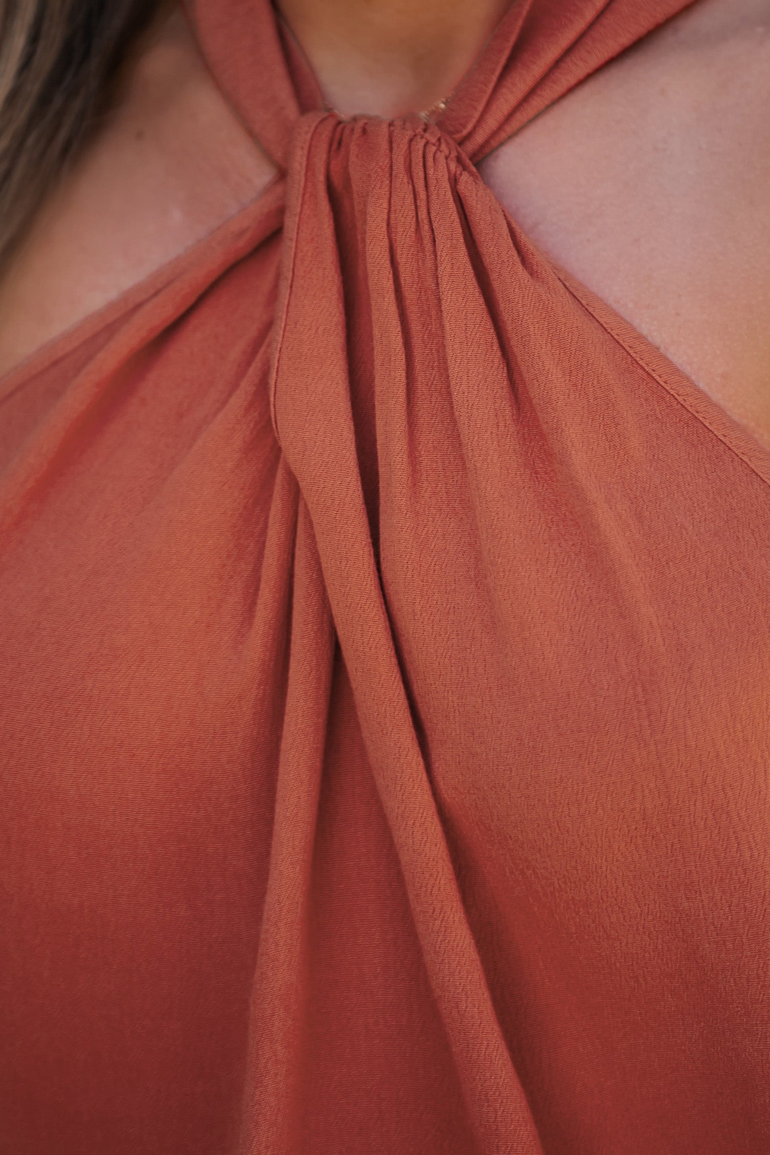 Ruched Twisted Halter Top