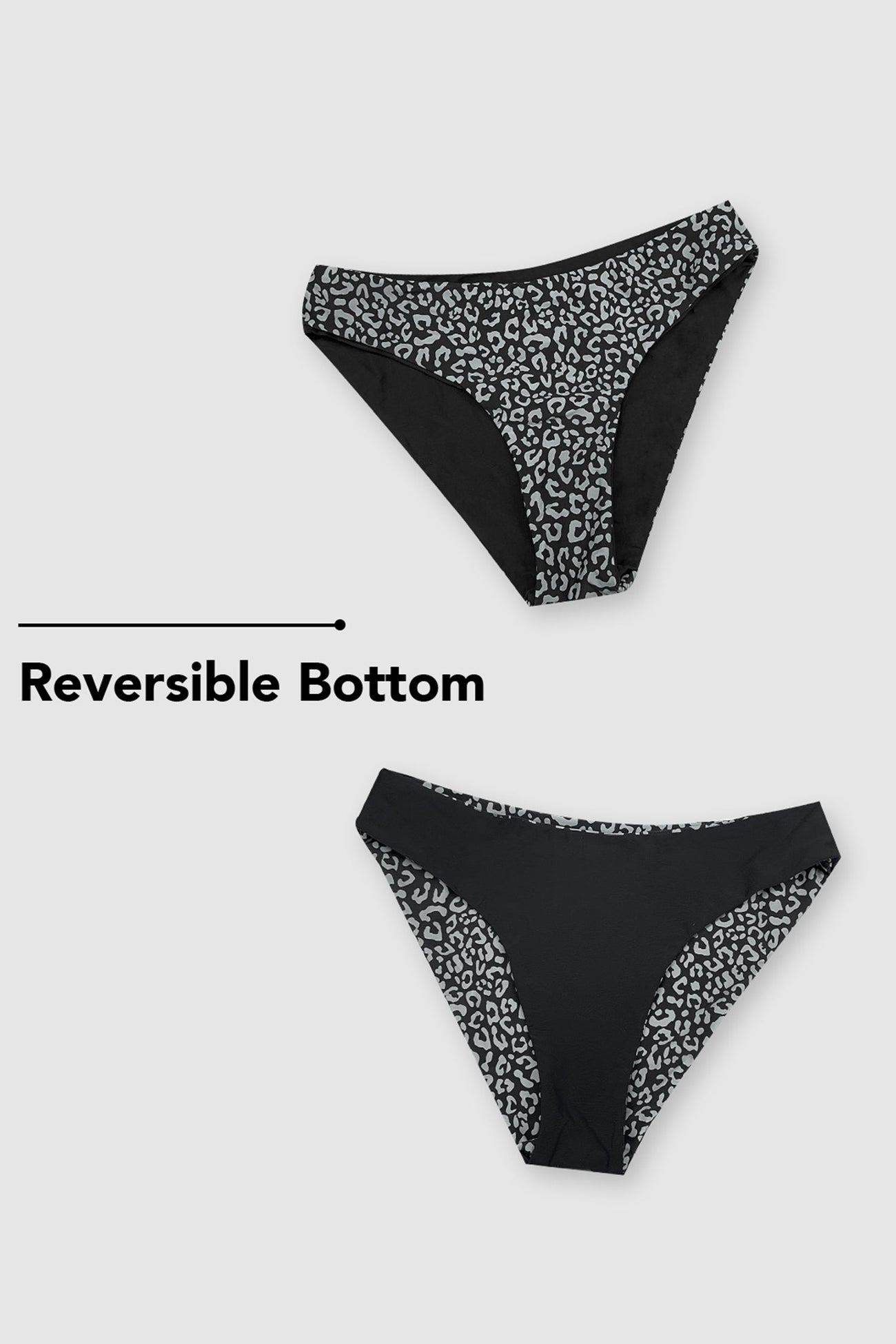 Black Leopard Cutout Top & Reversible Hipster Bikini Swimsuit