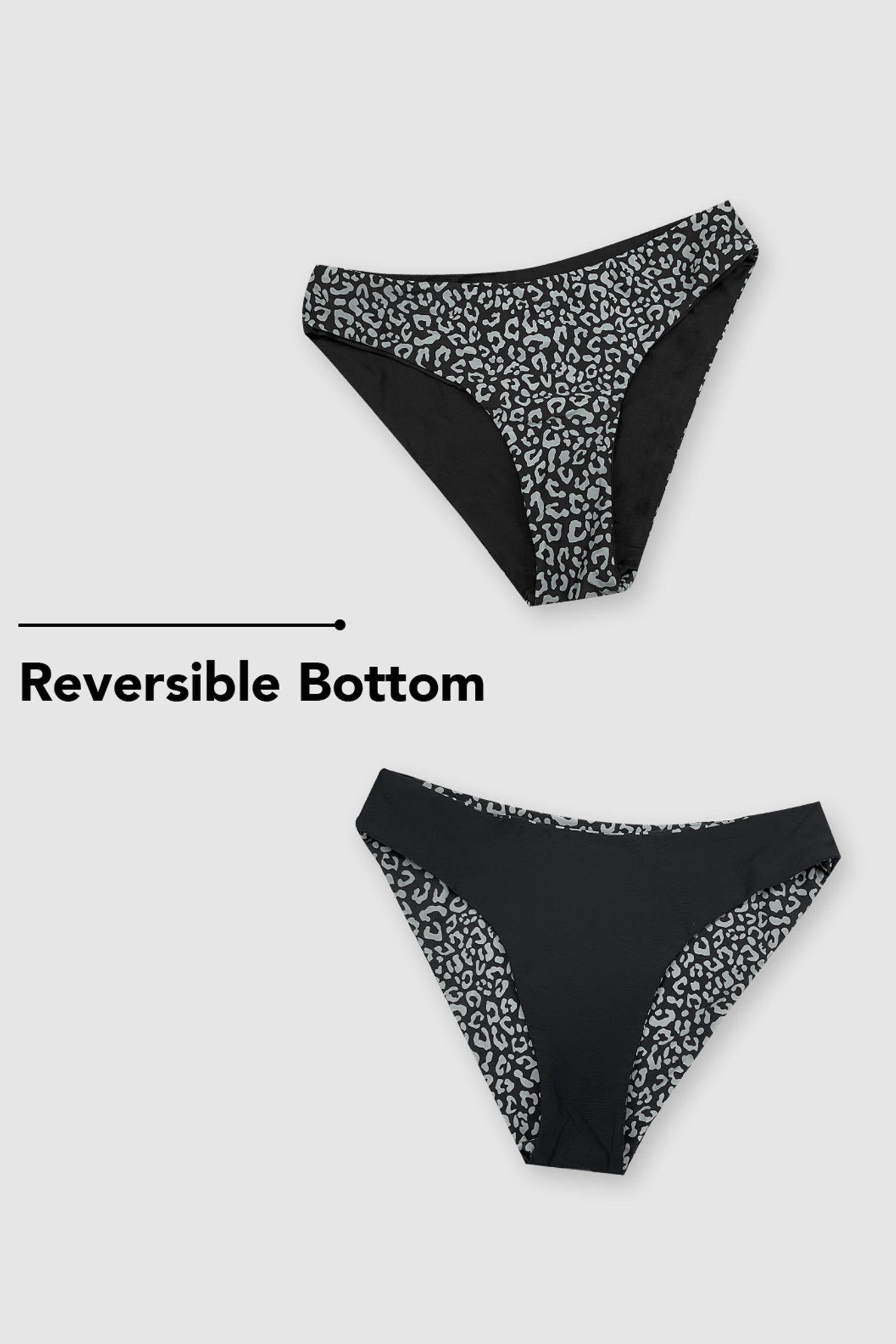 Black Leopard Cutout Top & Reversible Hipster Bikini Swimsuit